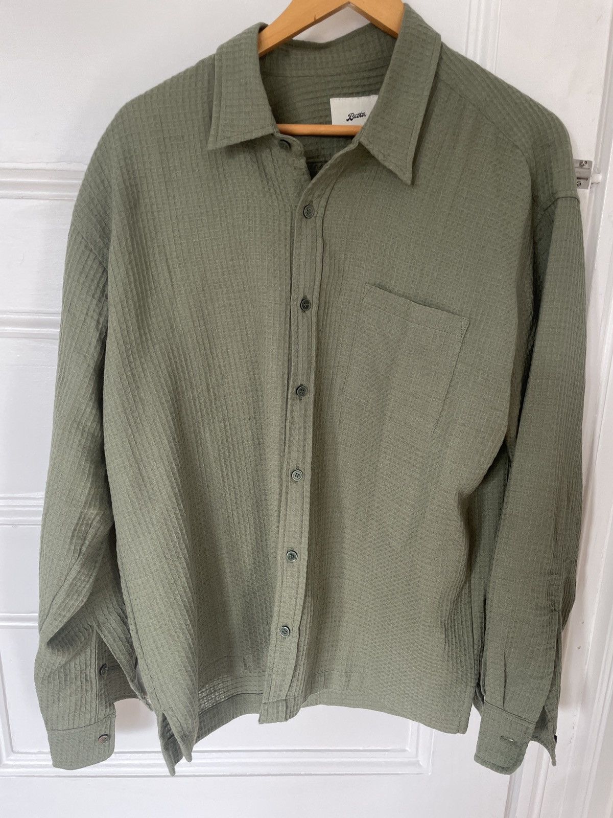 Bather Bather Waffle Knit Leisure Shirt in Artichoke Size US M / EU 48-50 / 2 - 1 Thumbnail