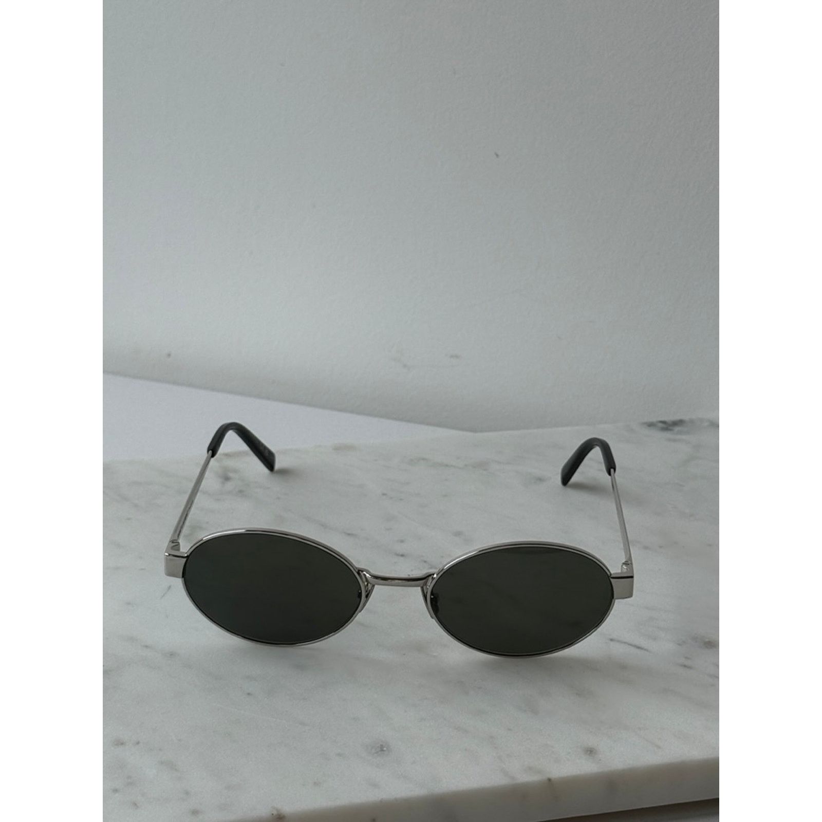 Saint Laurent Paris NEW Saint Laurent SL692 Oval Metal Sunglasses in Silver Size ONE SIZE - 4 Thumbnail