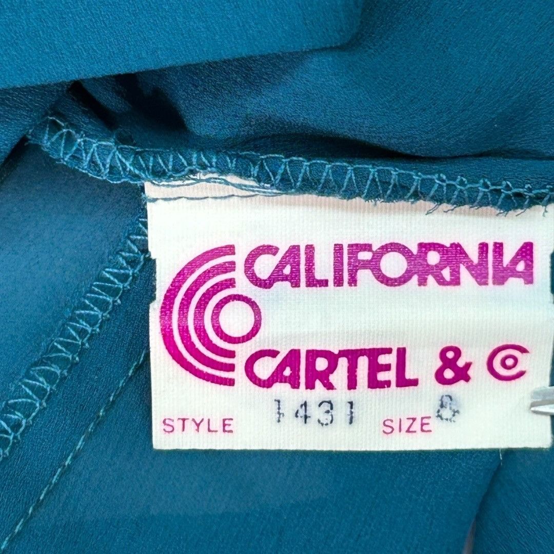 Other Vintage California Cartel Teal Sheer Long Sleeve Dress w/ ma Size M / US 6-8 / IT 42-44 - 7 Thumbnail