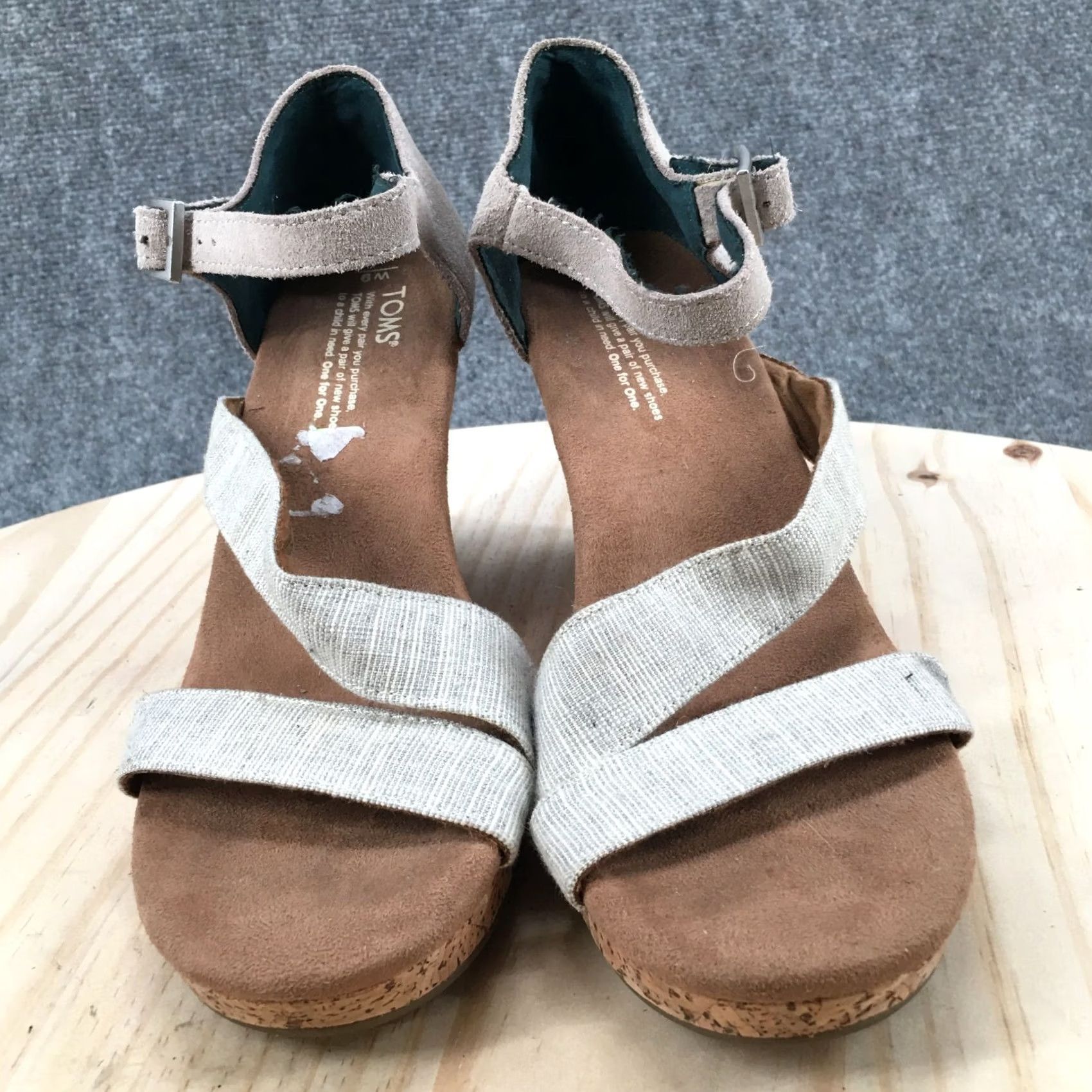 Toms TOMS Clarissa Beige Strappy Wedge Heel Open Toe Sandals Womens 9 Power Duo Ankle Strap Casual Shoes Size US 9 / IT 39 - 5 Thumbnail