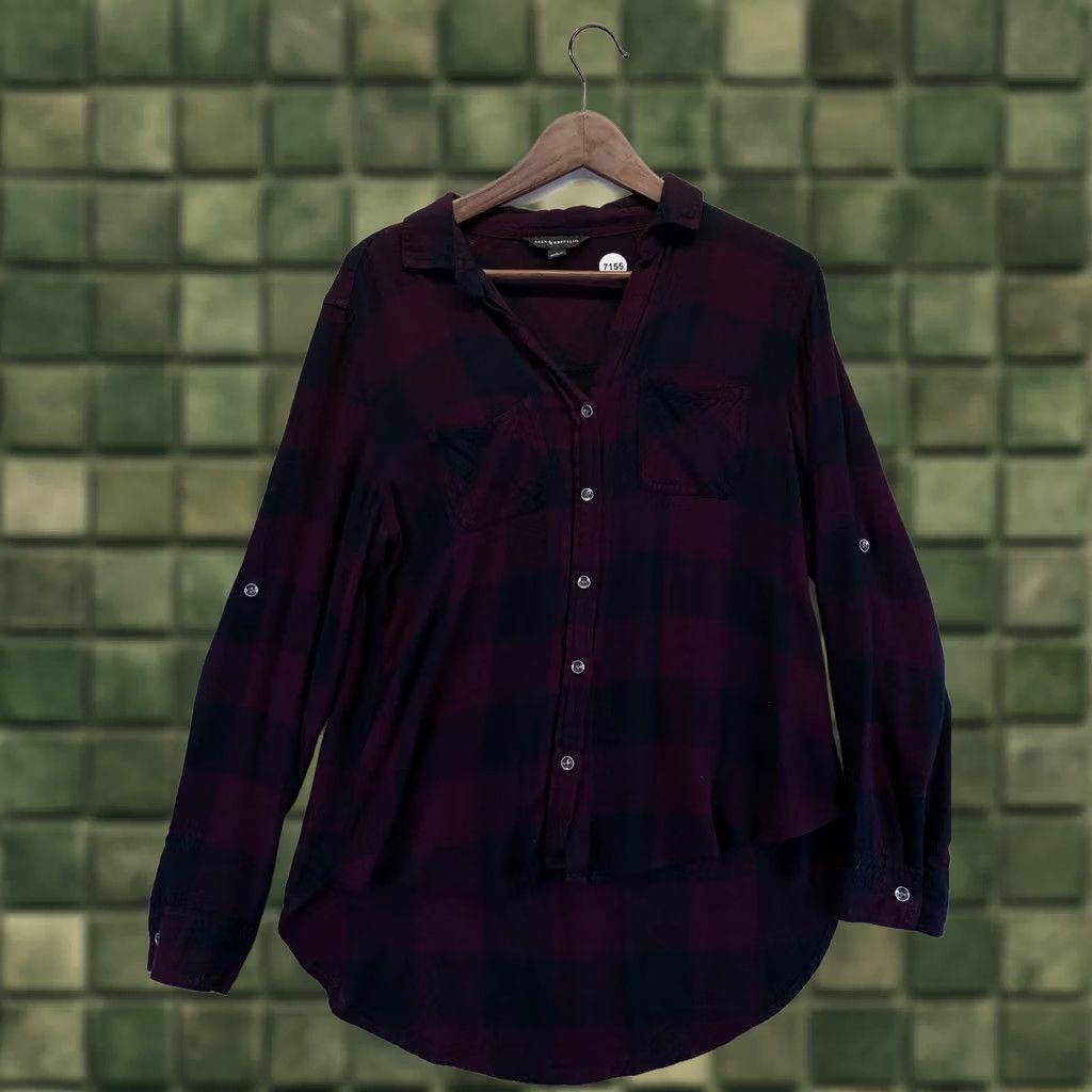 Vintage Rock & Republic Womens Purple Black Plaid Roll Sleeve Button-Up Shirt S-7155 Womens Short Sleeve? Size S / US 4 / IT 40 - 1 Thumbnail