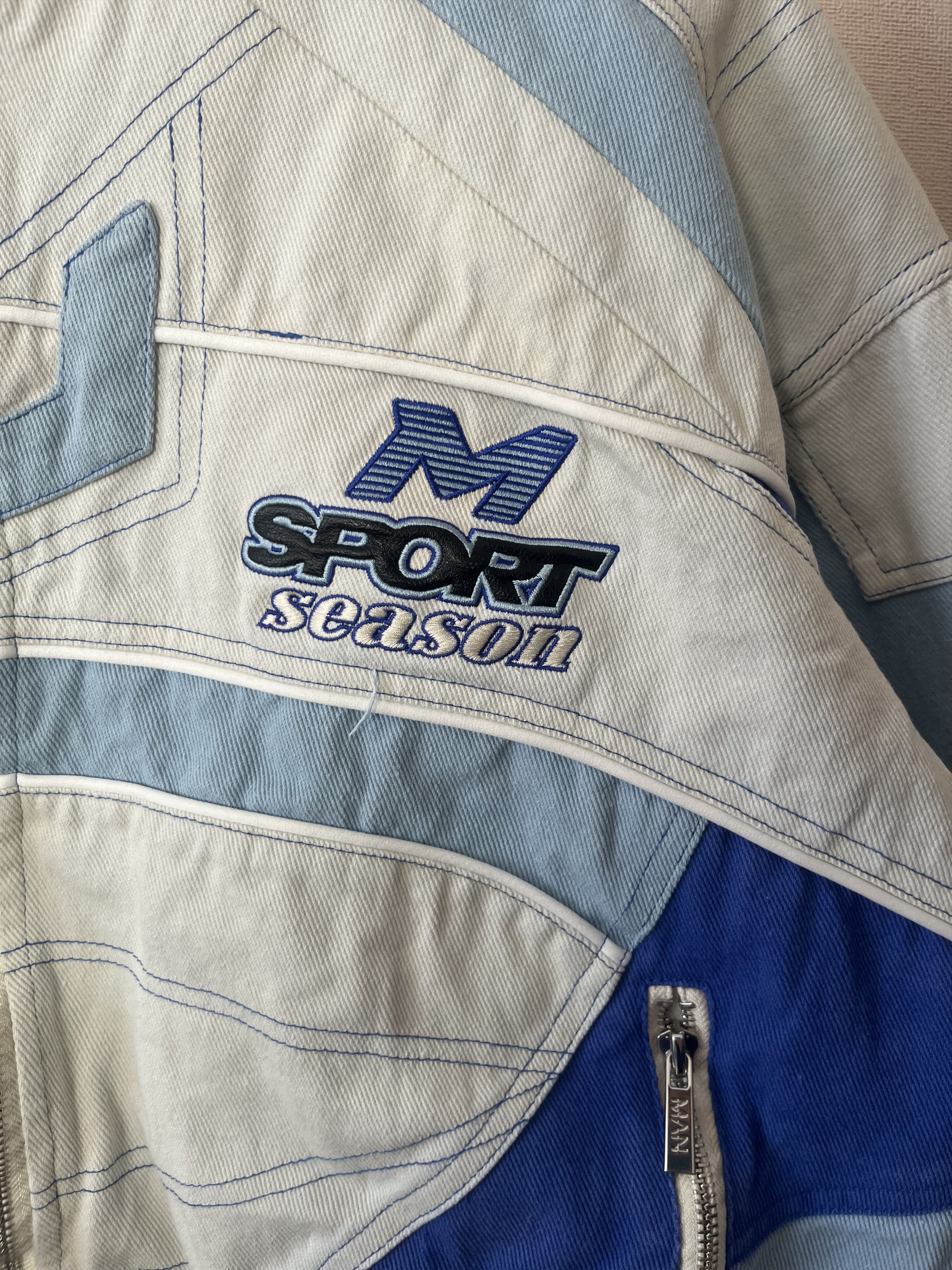 Boohoo Boohooman Racing Bomber Jacket White Blue Size S Size US S / EU 44-46 / 1 - 8 Thumbnail