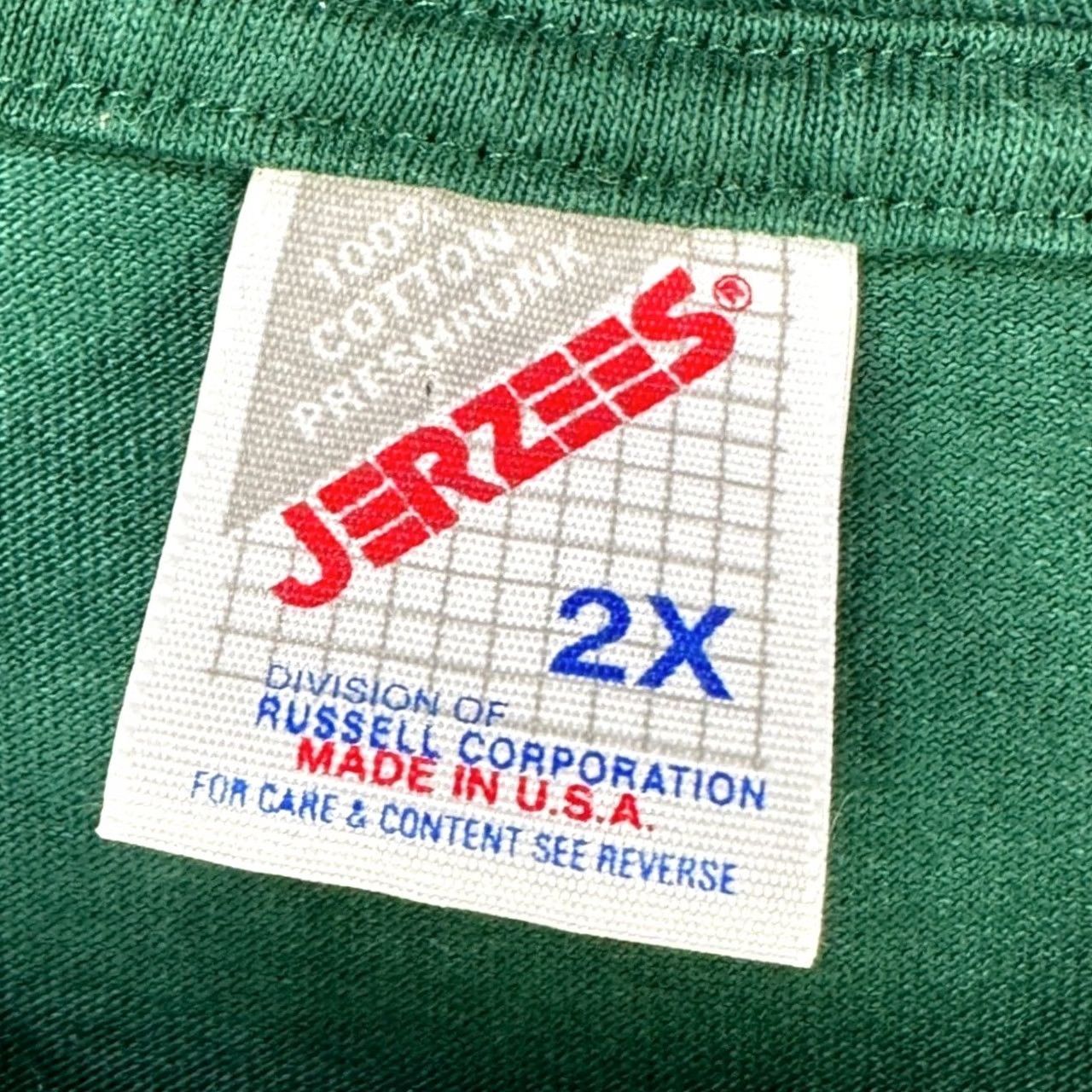 Jerzees VINTAGE Jerzees T-Shirt Tee Mens 2X Green Short Sleeve Made In USA Tee-Rific Breathing Crew Neck Regular Shirt Men Green 2X United States Size US XXL / EU 58 / 5 - 4 Thumbnail