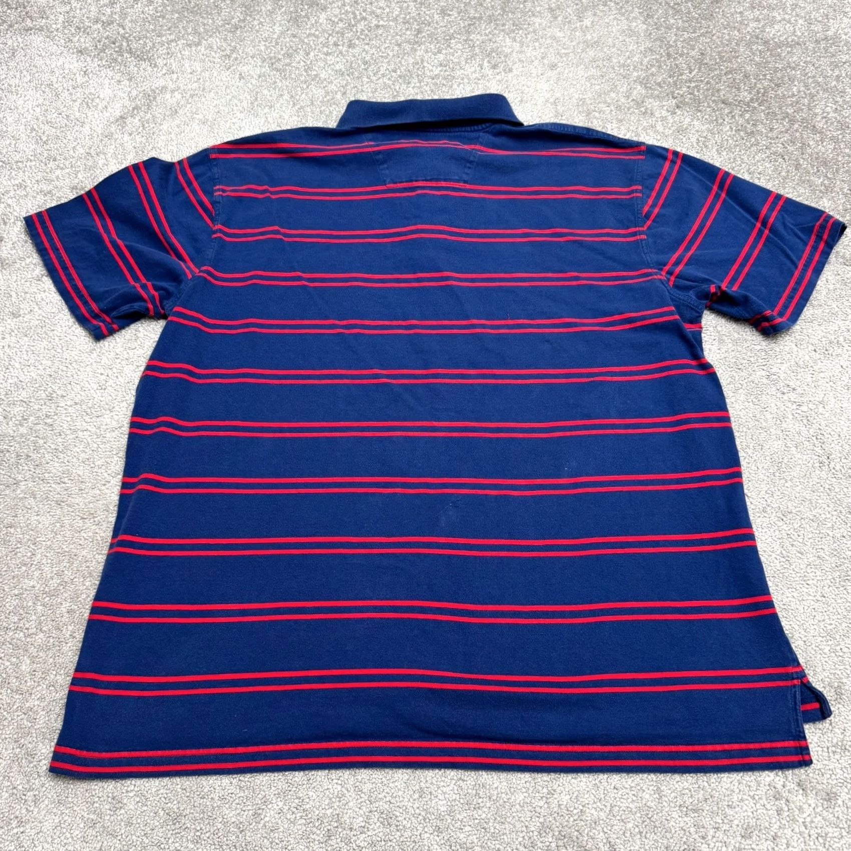 Vintage The Foundry Striped Polo Shirt Mens 2XL Tall Blue Red Cotton Pocket Polo Size US XXL / EU 58 / 5 - 2 Thumbnail