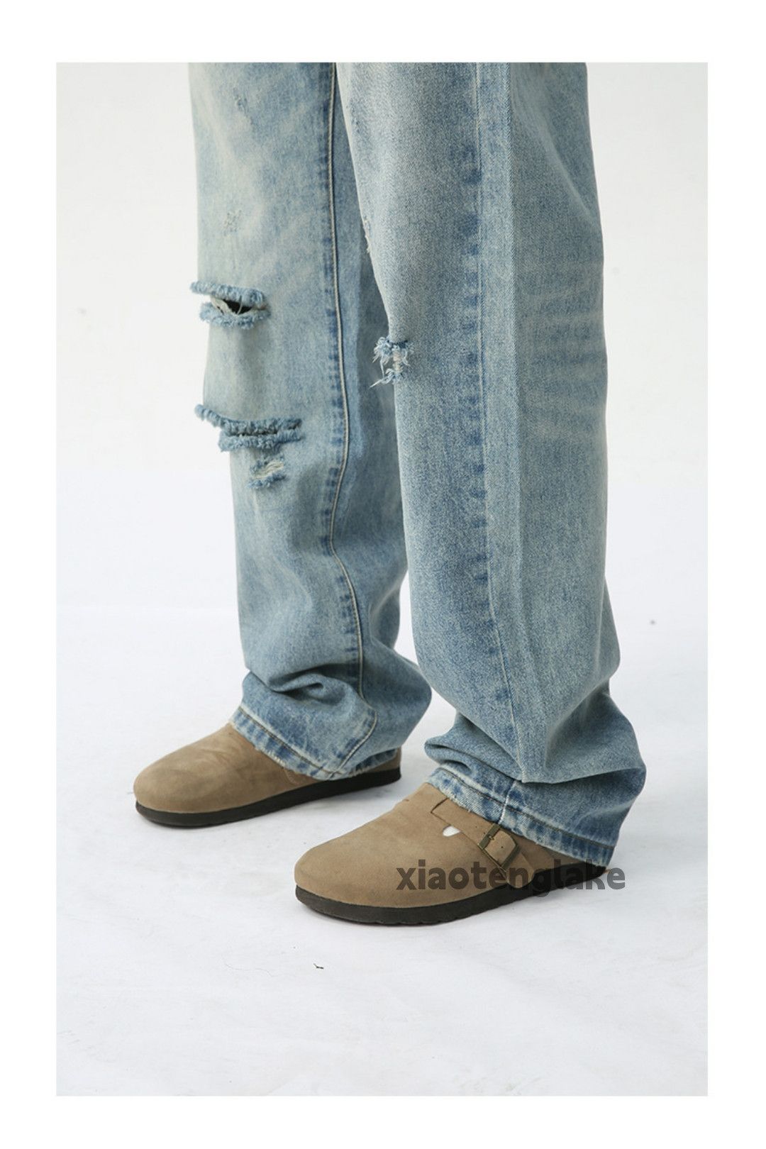 Jean × Vintage washed faded skate hiphop damaged ripped jeans Size US 33 - 3 Thumbnail