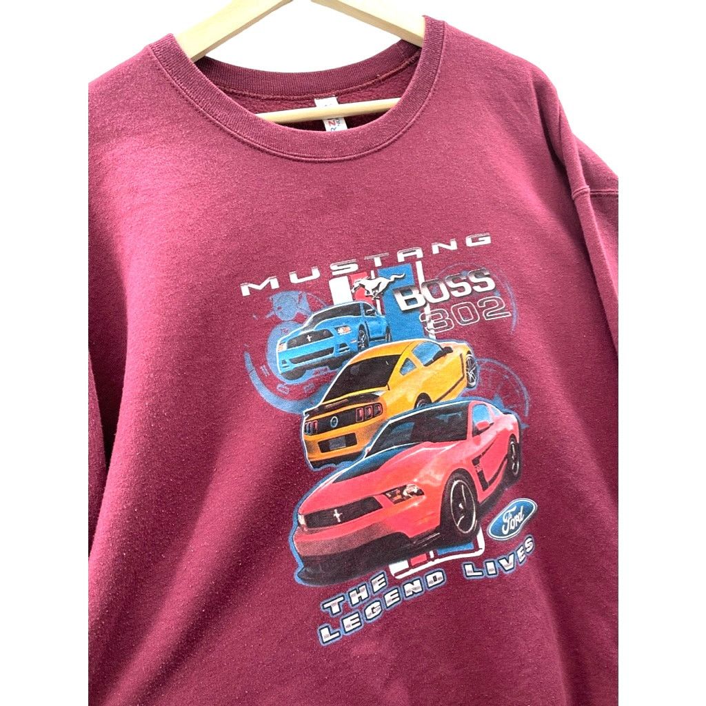 Ford × Jerzees × Vintage 2000's Ford Mustang Boss 302 The Legend Lives Sweatshirt Size US XL / EU 56 / 4 - 6 Thumbnail
