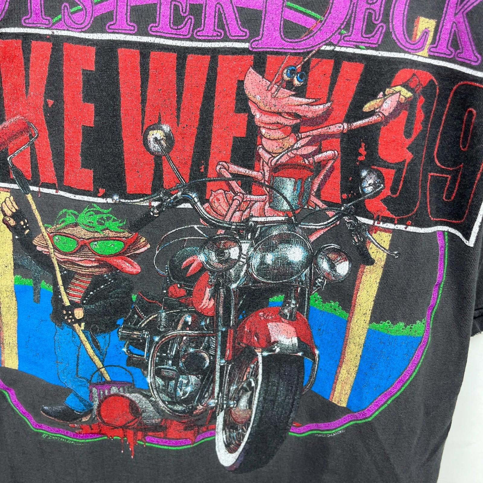 Hanes Vintage 90s Oyster Deck Bike Faded Motorcycle T Shirt XL Size US XL / EU 56 / 4 - 3 Thumbnail