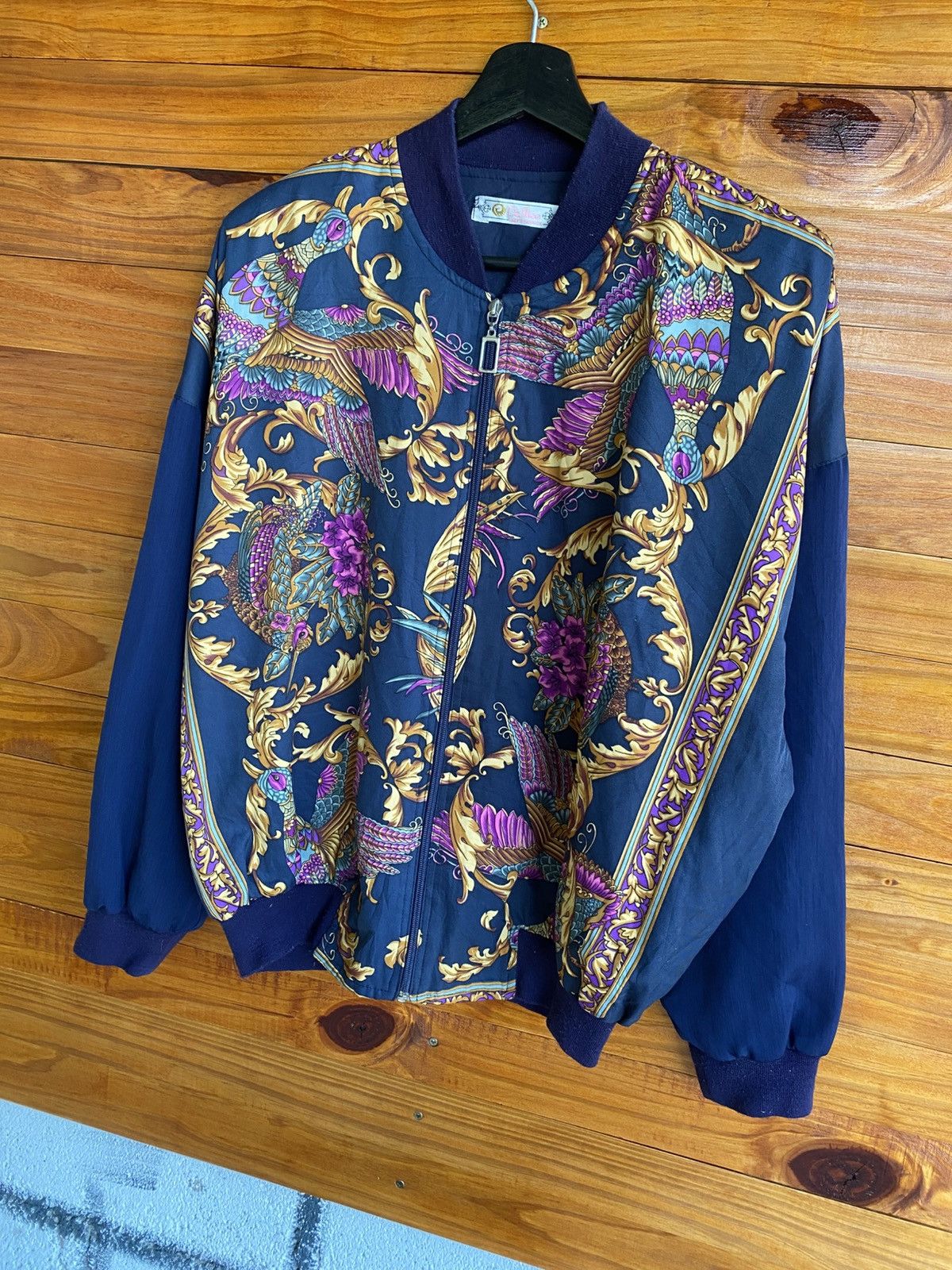 Vintage Vintage DaSjee Bomber Jacket Baroque Bird Floral Pattern Size L / US 10 / IT 46 - 4 Thumbnail