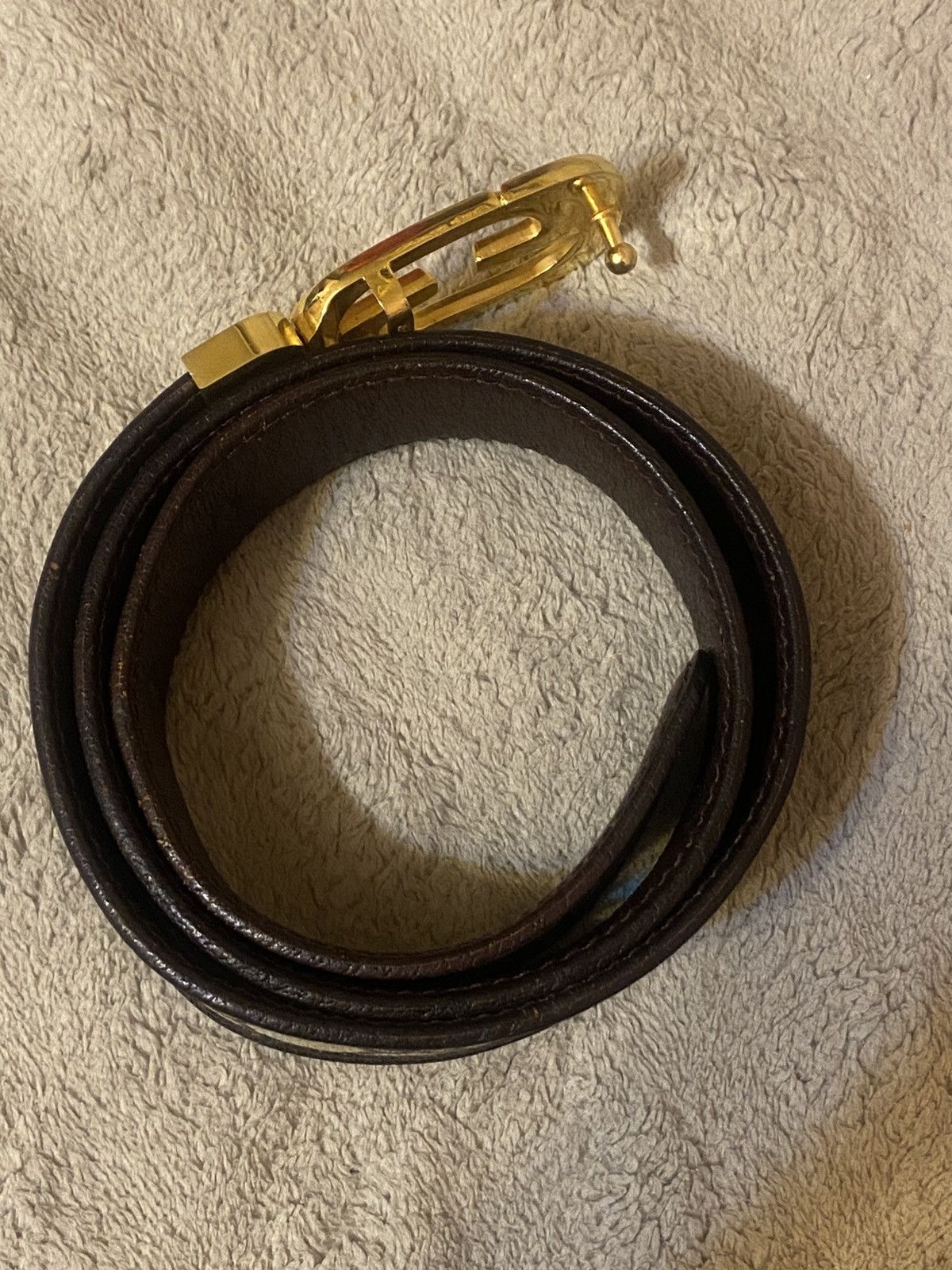 Gucci Vintage Gucci Monogram Belt GG Gold Buckle Size ONE SIZE - 4 Thumbnail