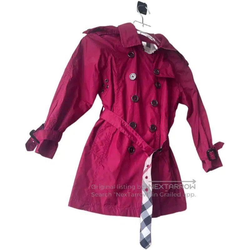 Burberry Burberry Spring Autumn Red Nylon Trench Coat. Size XS / US 0-2 / IT 36-38 - 3 Thumbnail