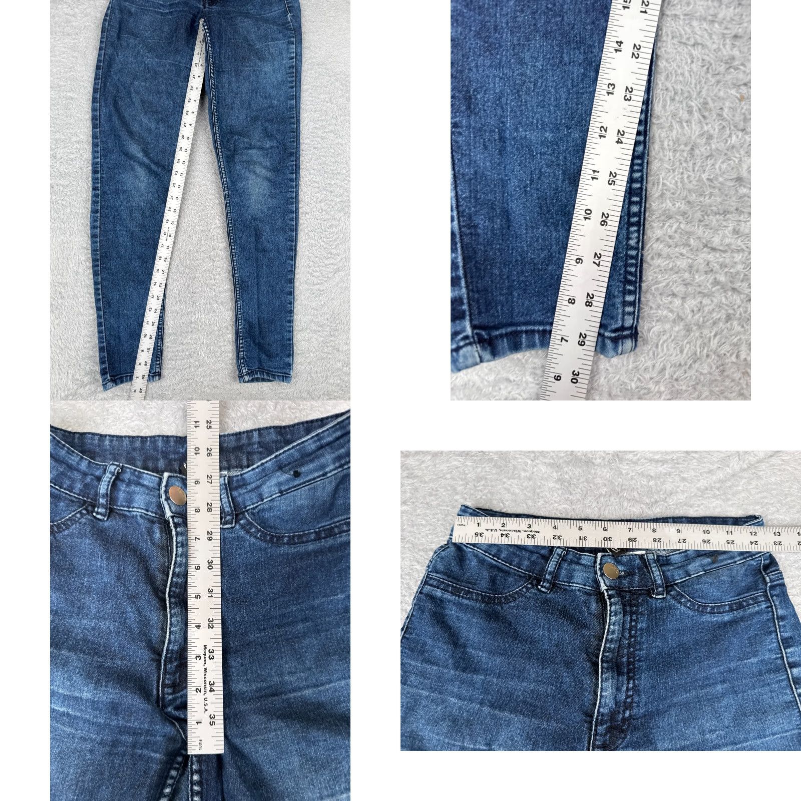 Denime Divided Jeans Women 6 Blue Denim Skinny Tapered Distressed Mid Rise Cotton 25x29 Size 28" / US 6 / IT 42 - 8 Thumbnail