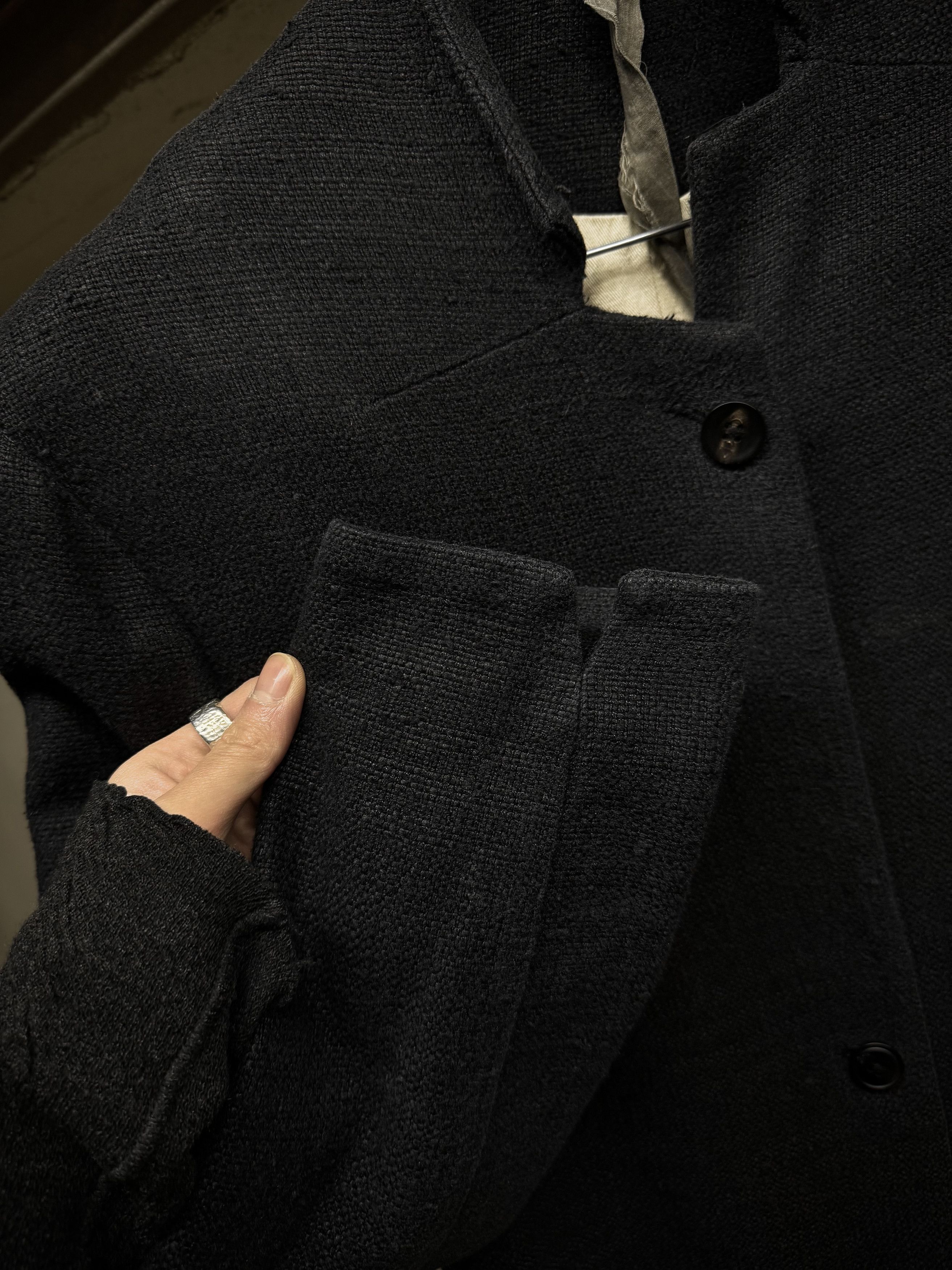 Aleksandr Manamis Aleksandr Manamïs Charcoal Grey Raw Silk Frayed Hem Coat Size US S / EU 44-46 / 1 - 8 Thumbnail