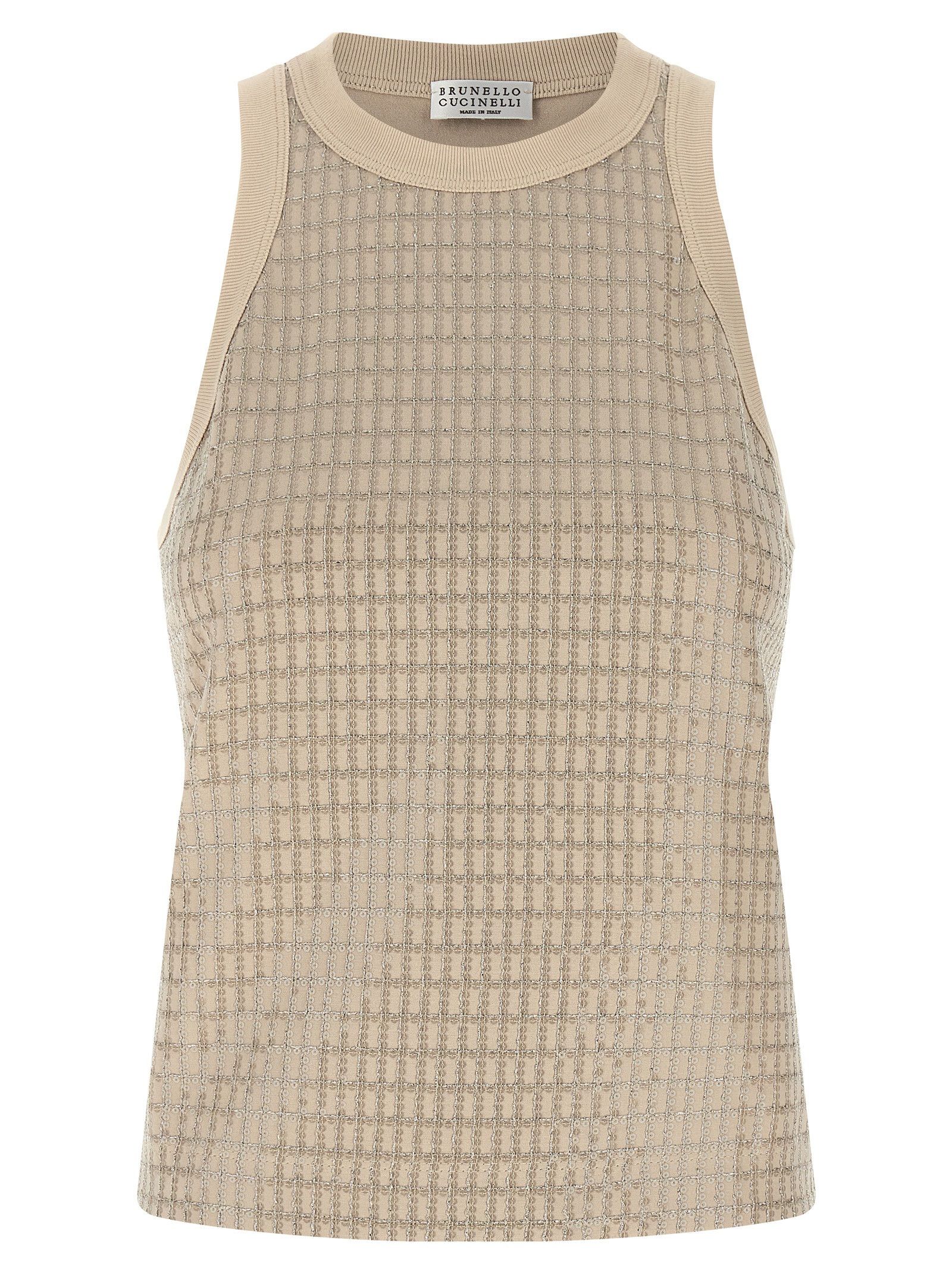 Brunello Cucinelli 'Dazzling Check Embroidery' top Size L / US 10 / IT 46 - 1 Thumbnail