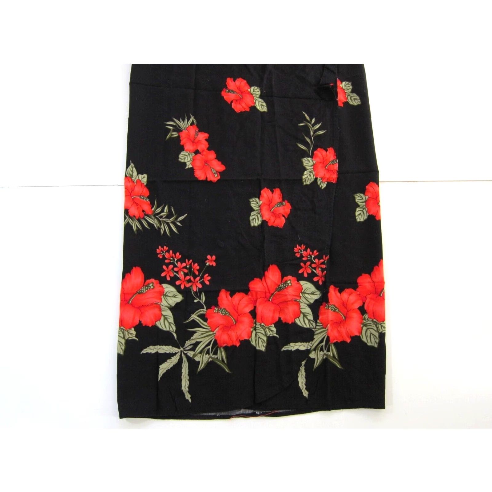 Vintage VINTAGE Hibiscus Collection Hawaii Rayon Black Red Floral Long Maxi Wrap Skirt L Size 36" / US 14 / IT 50 - 7 Thumbnail