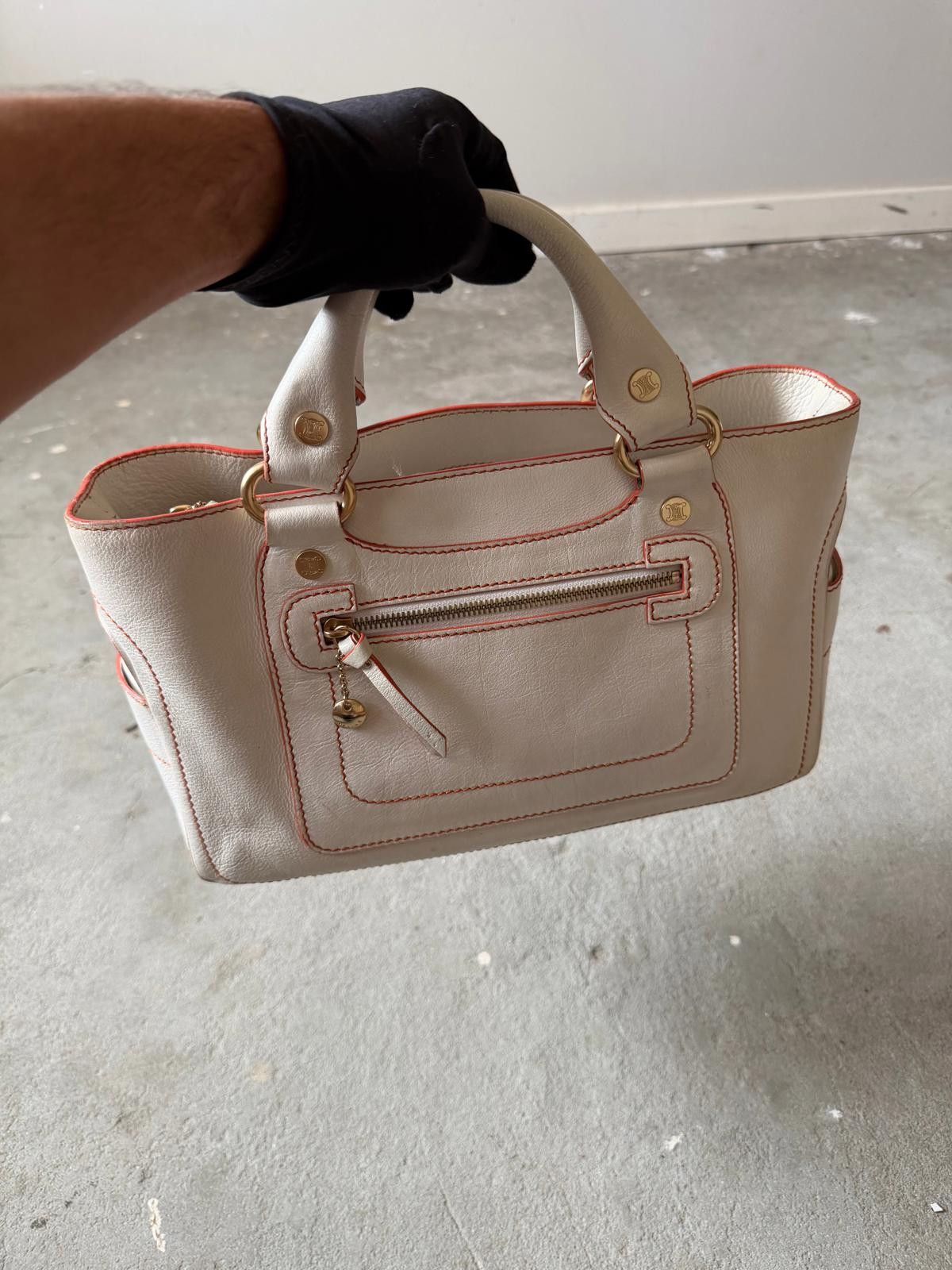 Celine Celine Leather Boogie Shoulder Bag White/Red Size ONE SIZE - 6 Thumbnail