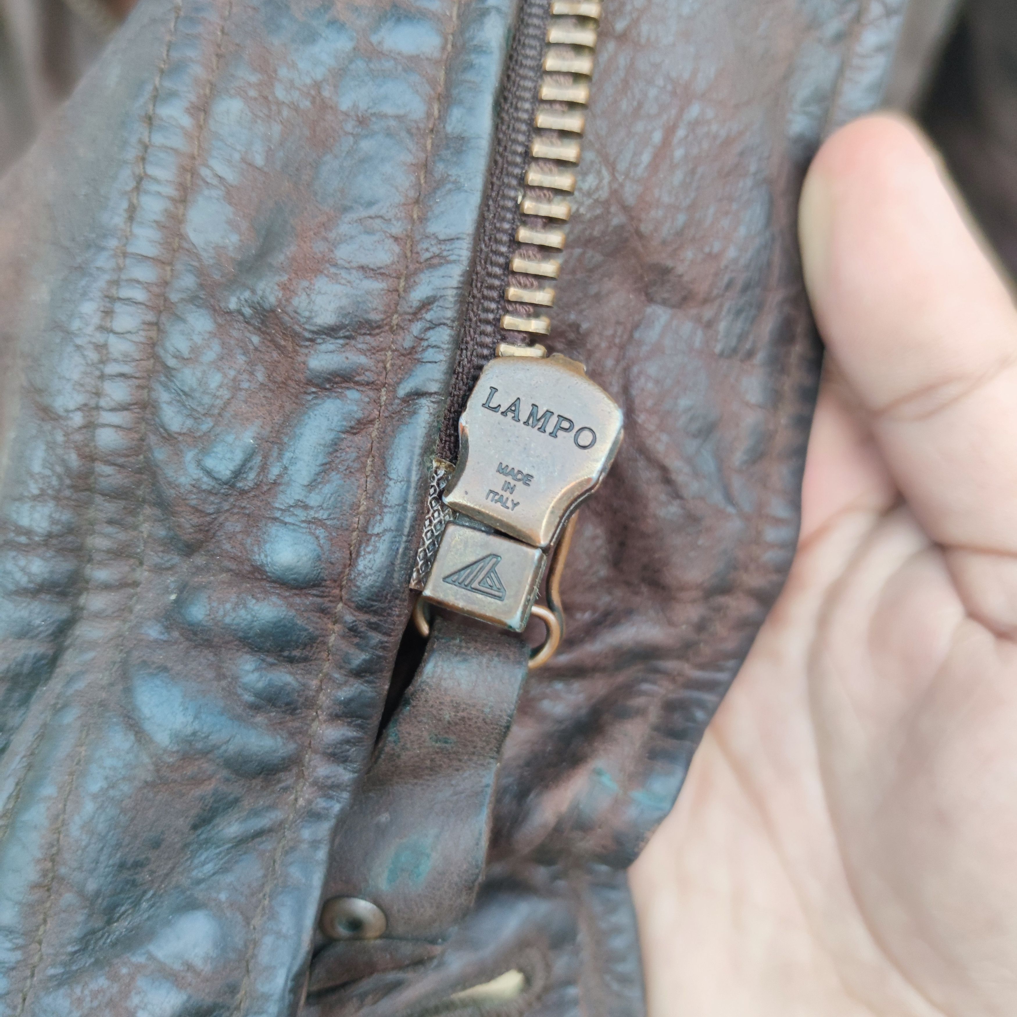 Chevignon Calfskin Leather Plaid Tartan lined Jacket