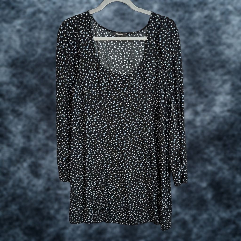 Madewell Madewell Womens Size 14 Long Sleeve Floral Dress Black - Mini Dress,  Viscose Polyester, Ruffle, Casual, 14, Black, Flower, Spring Summer Fall  Womens | Grailed