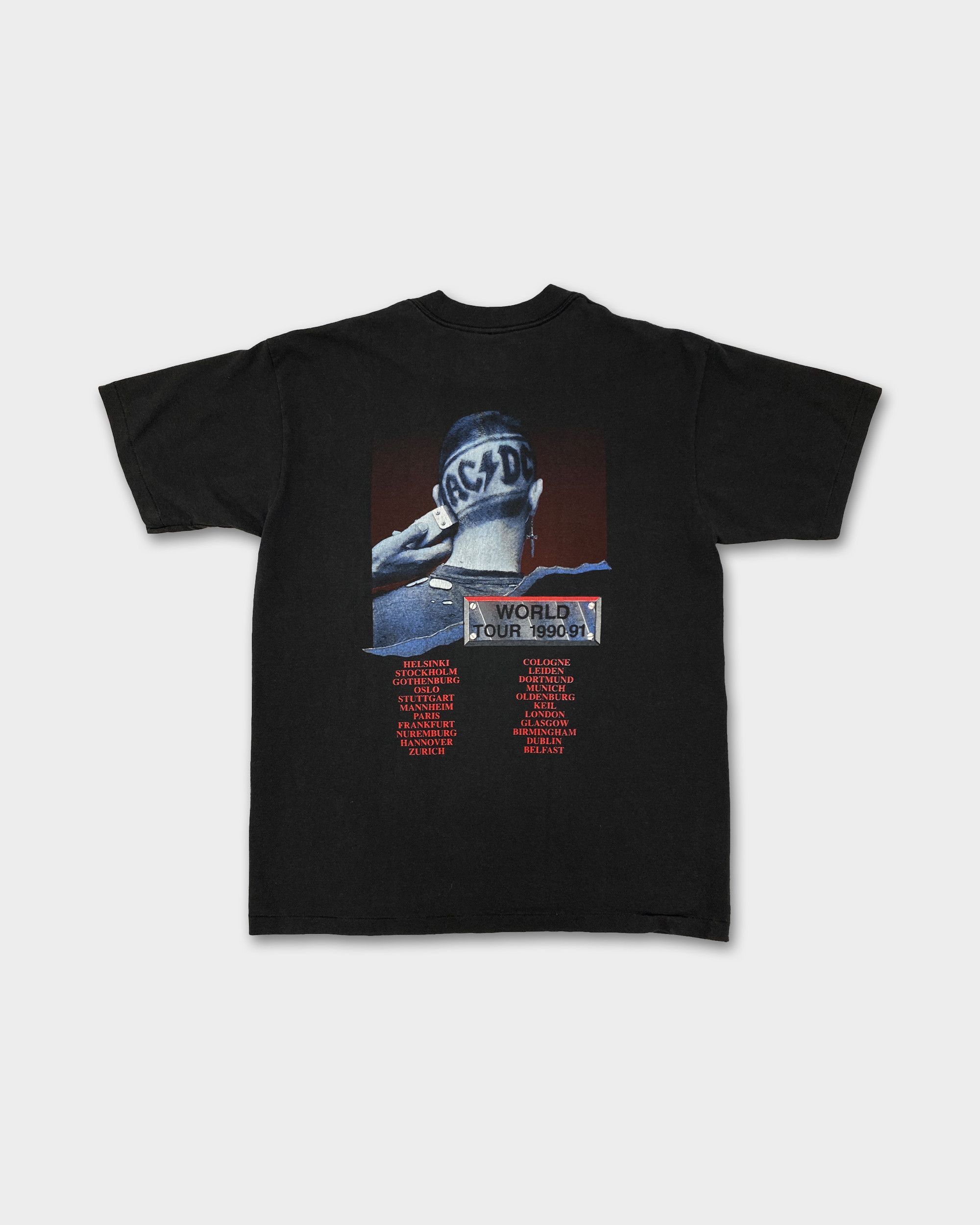 AC/DC × Vintage 1990-91 World Tour Band Single Stitched T-Shirt Faded Size US XL / EU 56 / 4 - 2 Thumbnail