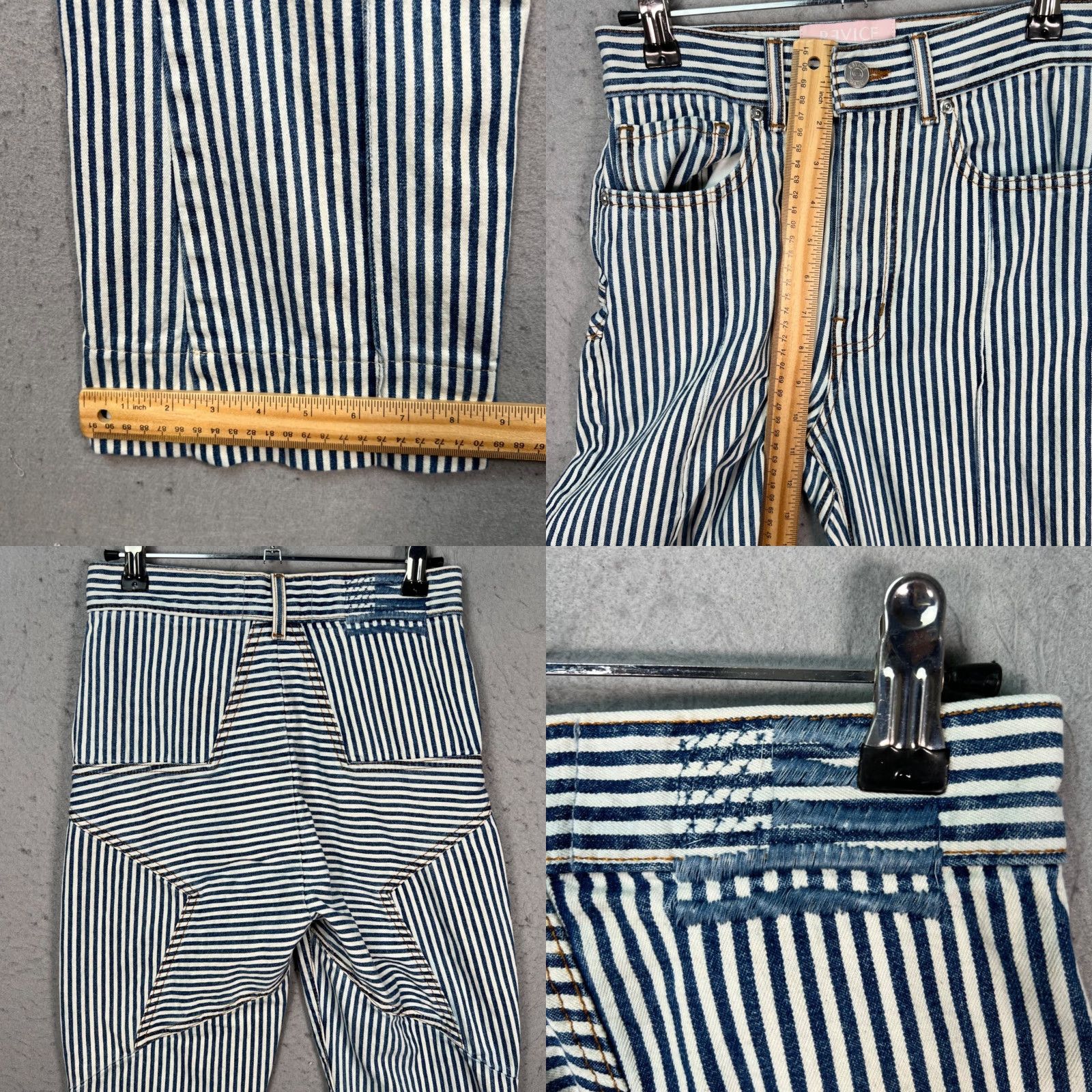 Vintage Revice Denim Womens Size 25 Striped Star Patch High-Waisted Flare Jeans Size 42" / US 20 - 8 Thumbnail