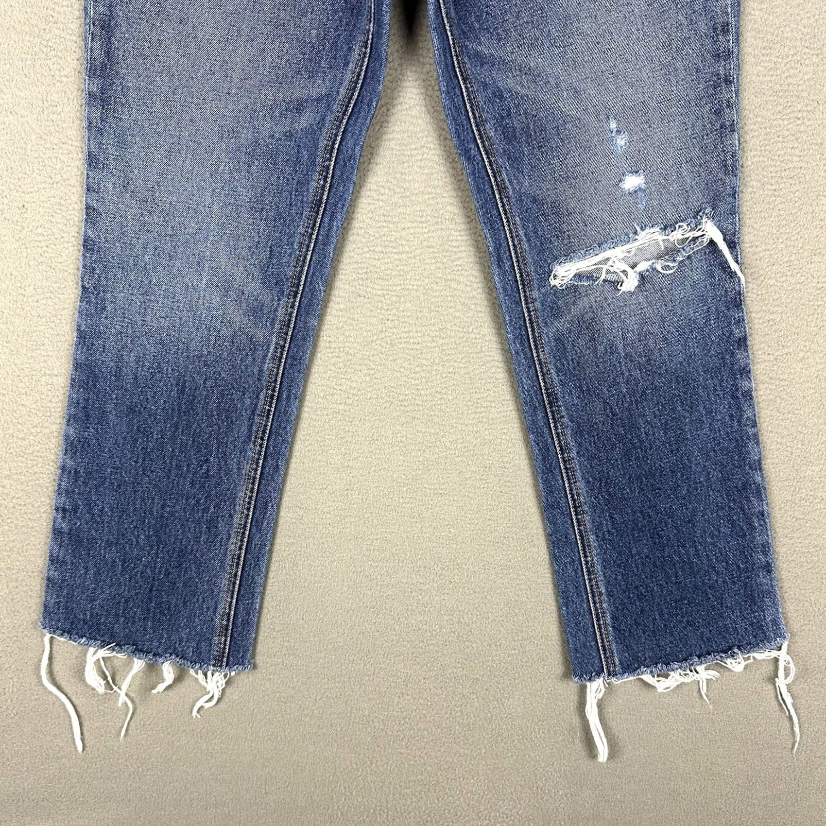 GRLFRND GRLFRND Jeans Womens 25 Blue Denim The Karolina High Rise Straight Crop Distress Shirts? Size 42" / US 20 - 5 Thumbnail