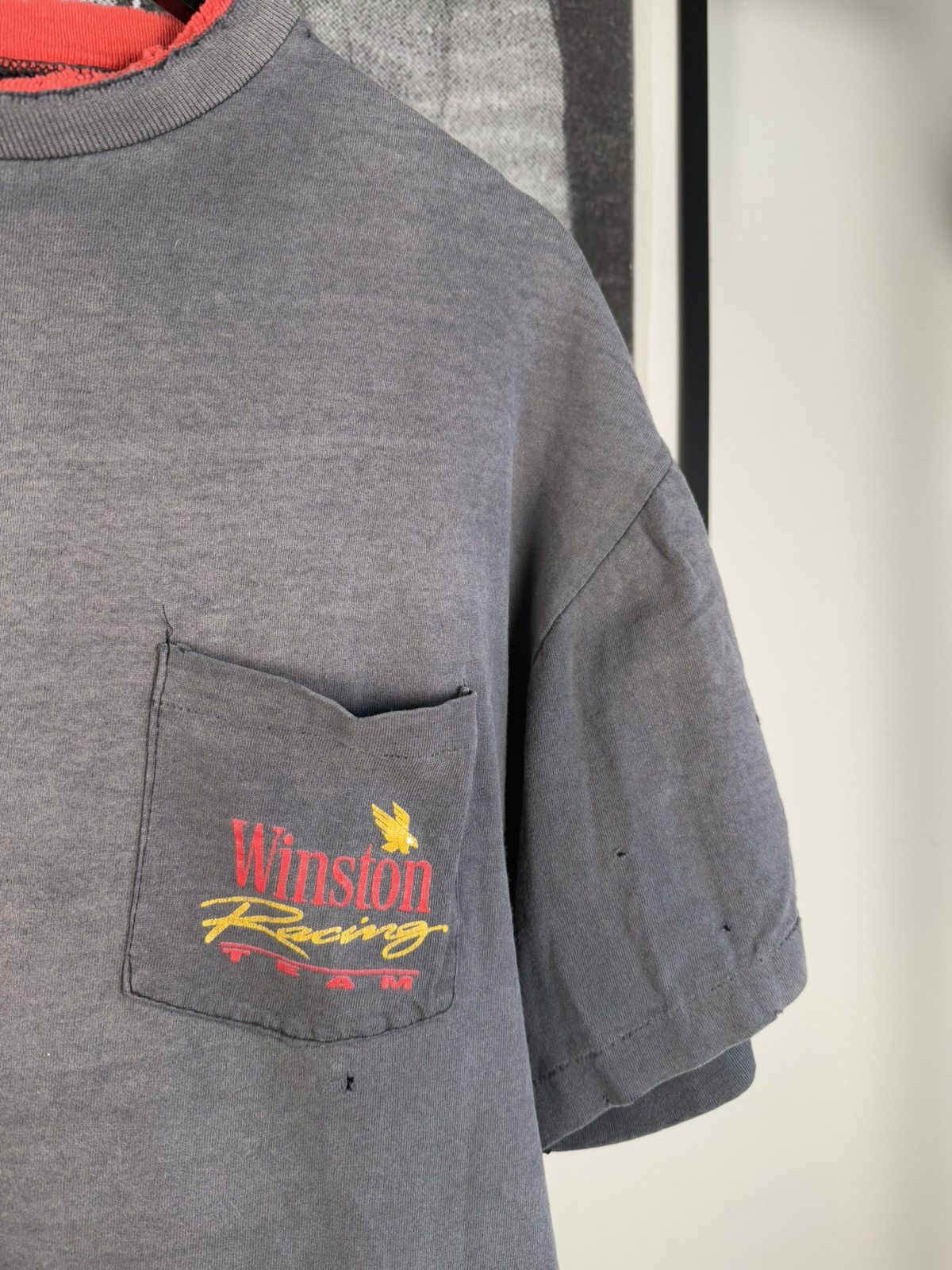 Vintage 🚭INSANE🚭 90s THRASHED FADED 2-COLLAR “WINSTON RACING” SHIRT Size US XL / EU 56 / 4 - 11 Thumbnail