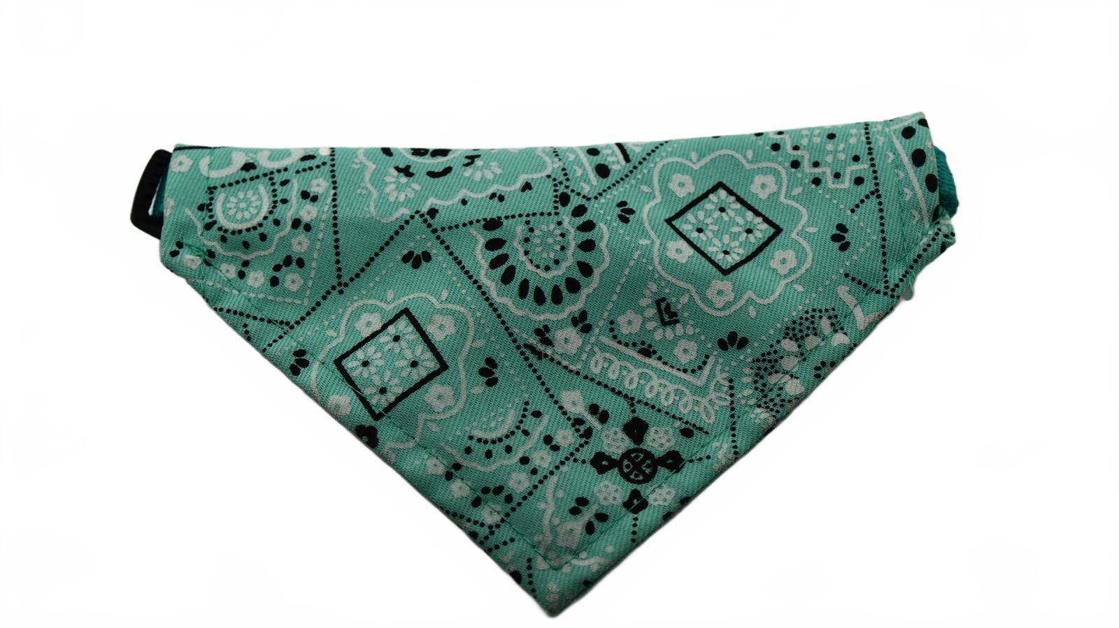 Designer Teal pet bandana -New Size ONE SIZE - 1 Thumbnail