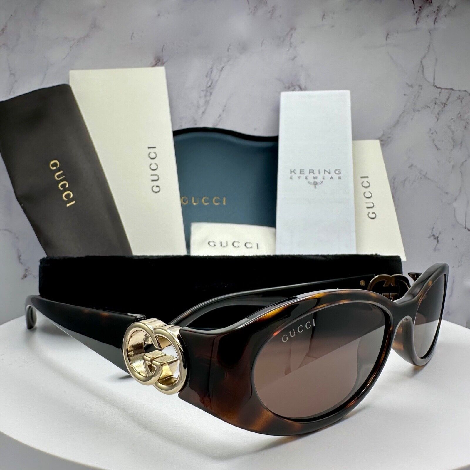 Gucci New Gucci Sunglasses Brown Tortoise Hailey Bieber Collab Size ONE SIZE - 1 Thumbnail