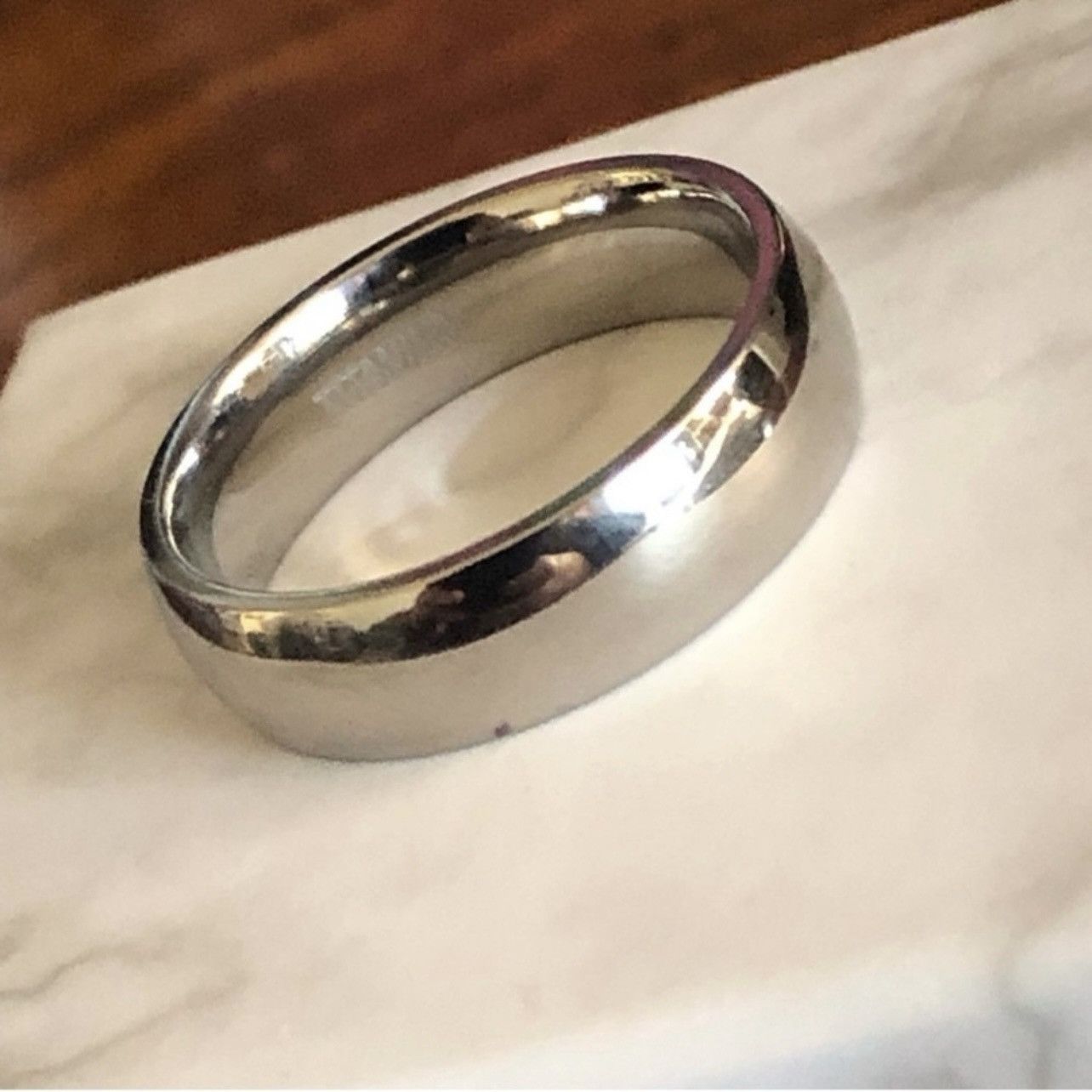 Jewelry Men’s 6mm polished Titanium comfort band wedding ring NIB 15 Size ONE SIZE - 2 Thumbnail