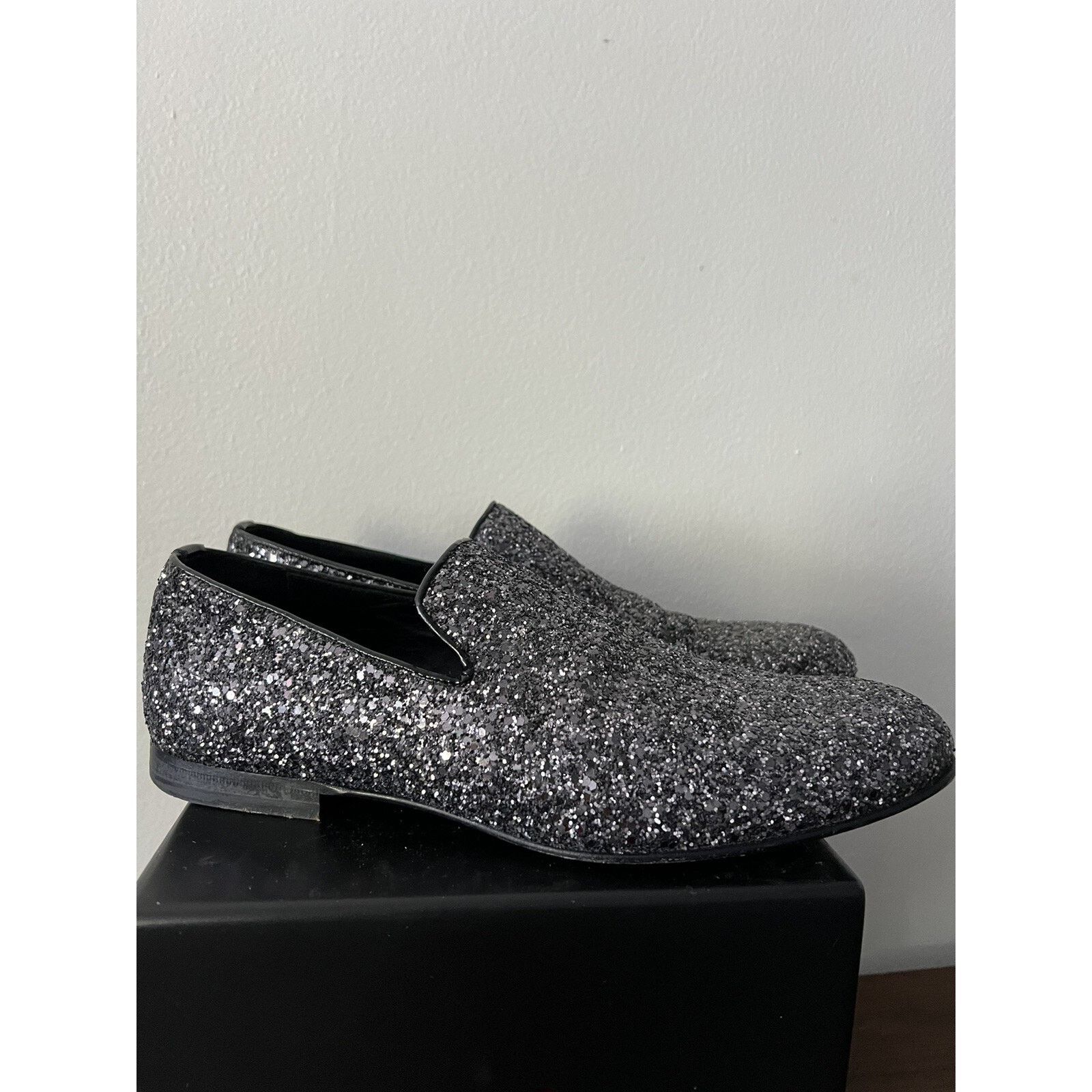 Jimmy Choo Jimmy Choo Men's Black Thame Black Glitter Fabric Slipper Size US 8 / EU 41 - 1 Thumbnail