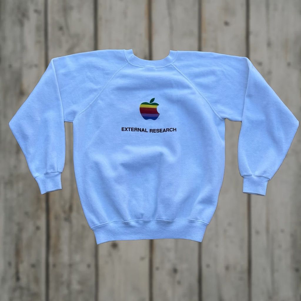 Hanes VINTAGE Apple Sweatshirt Hanes L White 80s External Research “Meet My Mind” Steve Jobs Pullover Men L Size US L / EU 52-54 / 3 - 1 Thumbnail