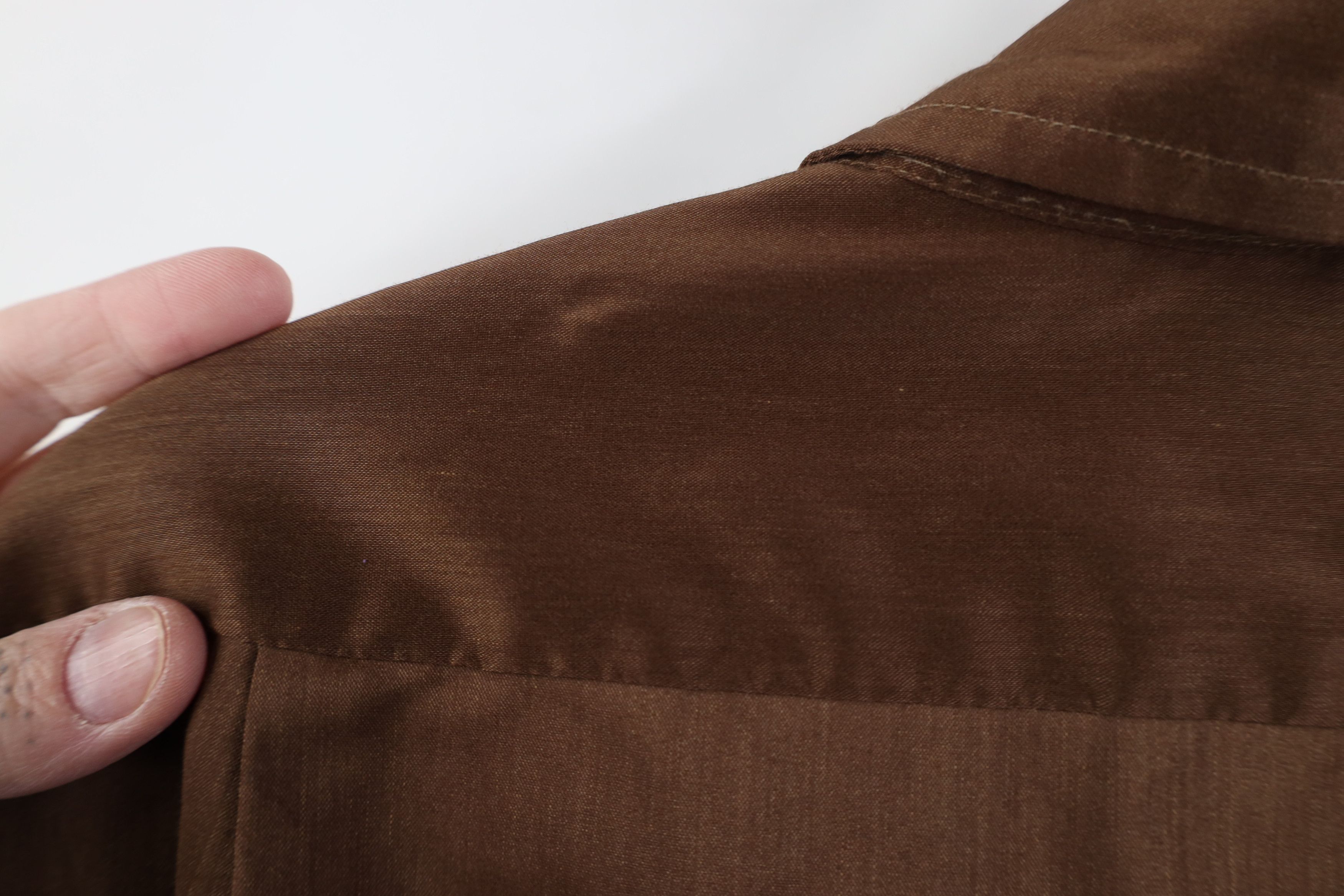 Vintage Vintage 70s Streetwear Thin Dagger Collar Button Shirt Brown Size US L / EU 52-54 / 3 - 11 Thumbnail