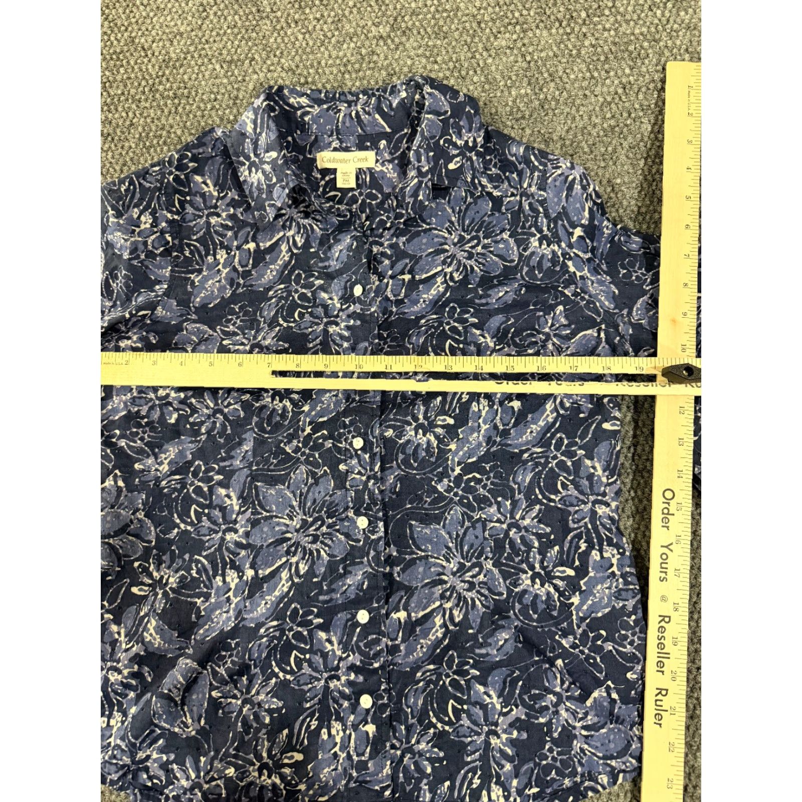 Coldwater Creek Coldwater Creek Button Up Shirt Womens Petite Medium Blue Floral Long Sleeve Blouse Shirt Casual Embroidered Button Cotton Lightweight Classic Size M / US 6-8 / IT 42-44 - 5 Thumbnail