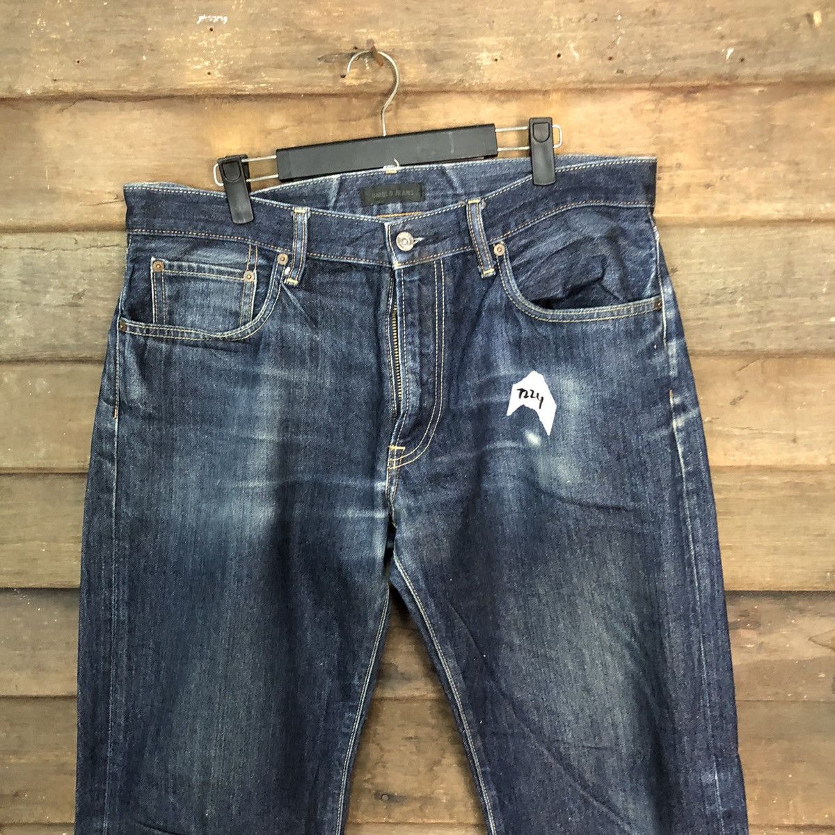Japanese Brand Uniqlo Jeans Blue Distressed Denim Pants #7324 Size US 35 - 6 Thumbnail