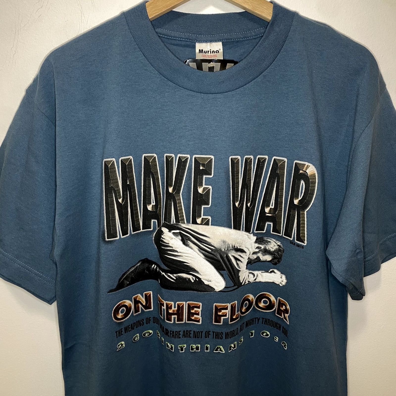 Vintage Vintage Make War to the Floor Prayer Jesus Church T Shirt Size US L / EU 52-54 / 3 - 2 Thumbnail