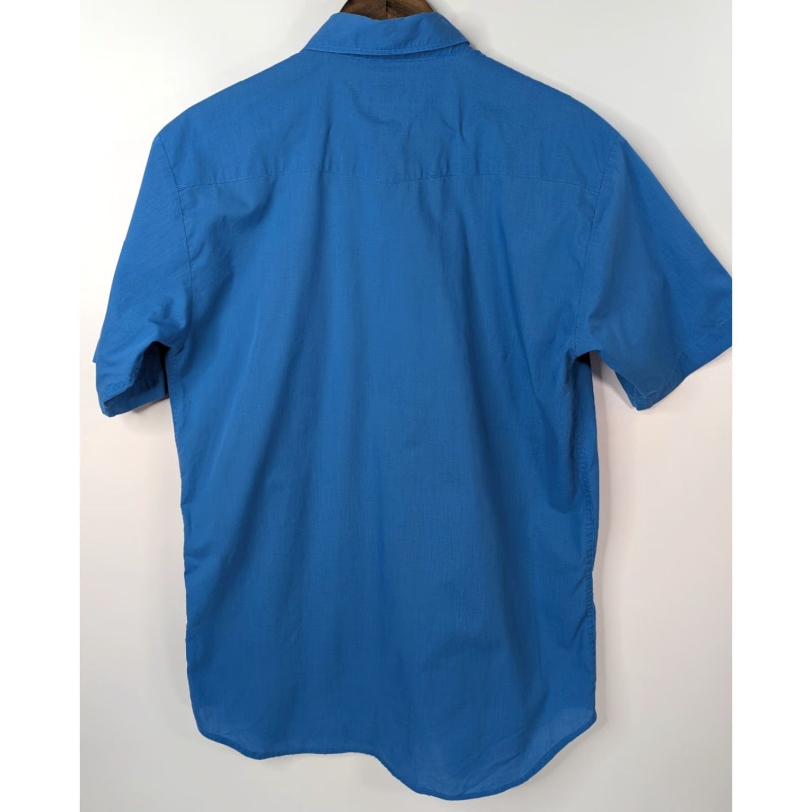 Vintage VINTAGE High Noon Shirt Mens M Blue Short Sleeve Embroidered Aztec Design Cowboy Western Snap Front Button-Up Size US 31 - 4 Thumbnail