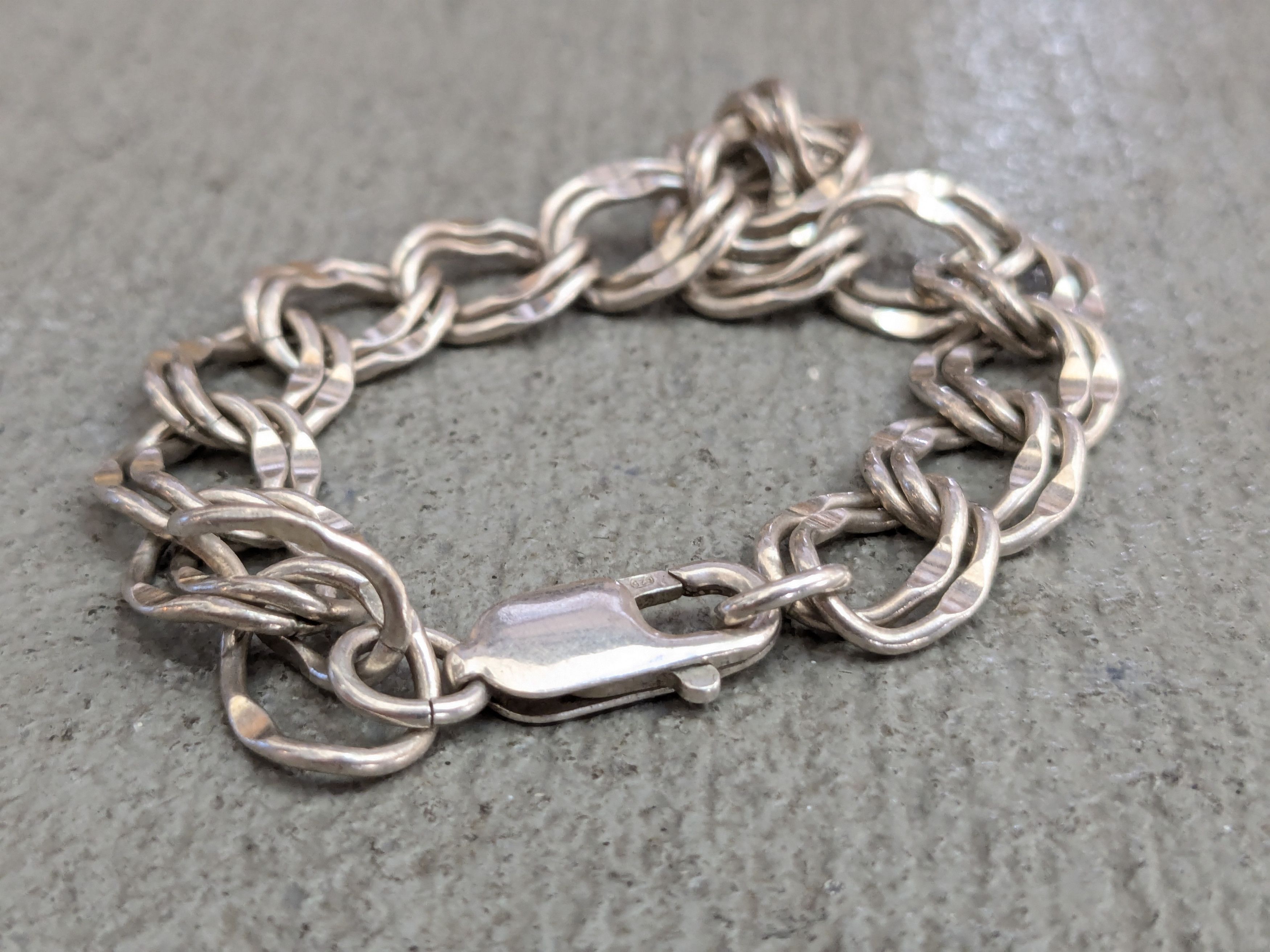 Jewelry Sterling Silver Bracelet Double Curb Charm 7.25" Size ONE SIZE - 6 Thumbnail