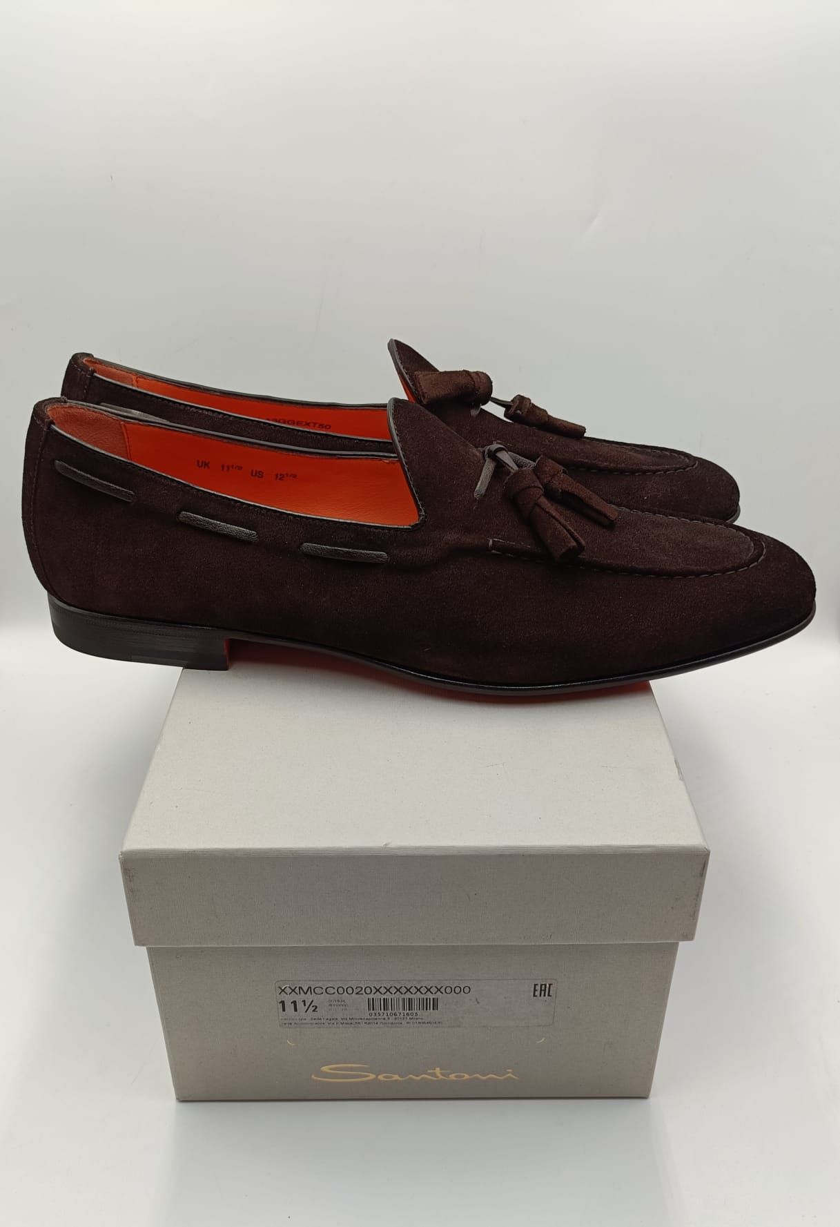 Santoni Santoni Tassel Loafers Suede Brown Size US 12.5 / EU 45-46 - 4 Thumbnail