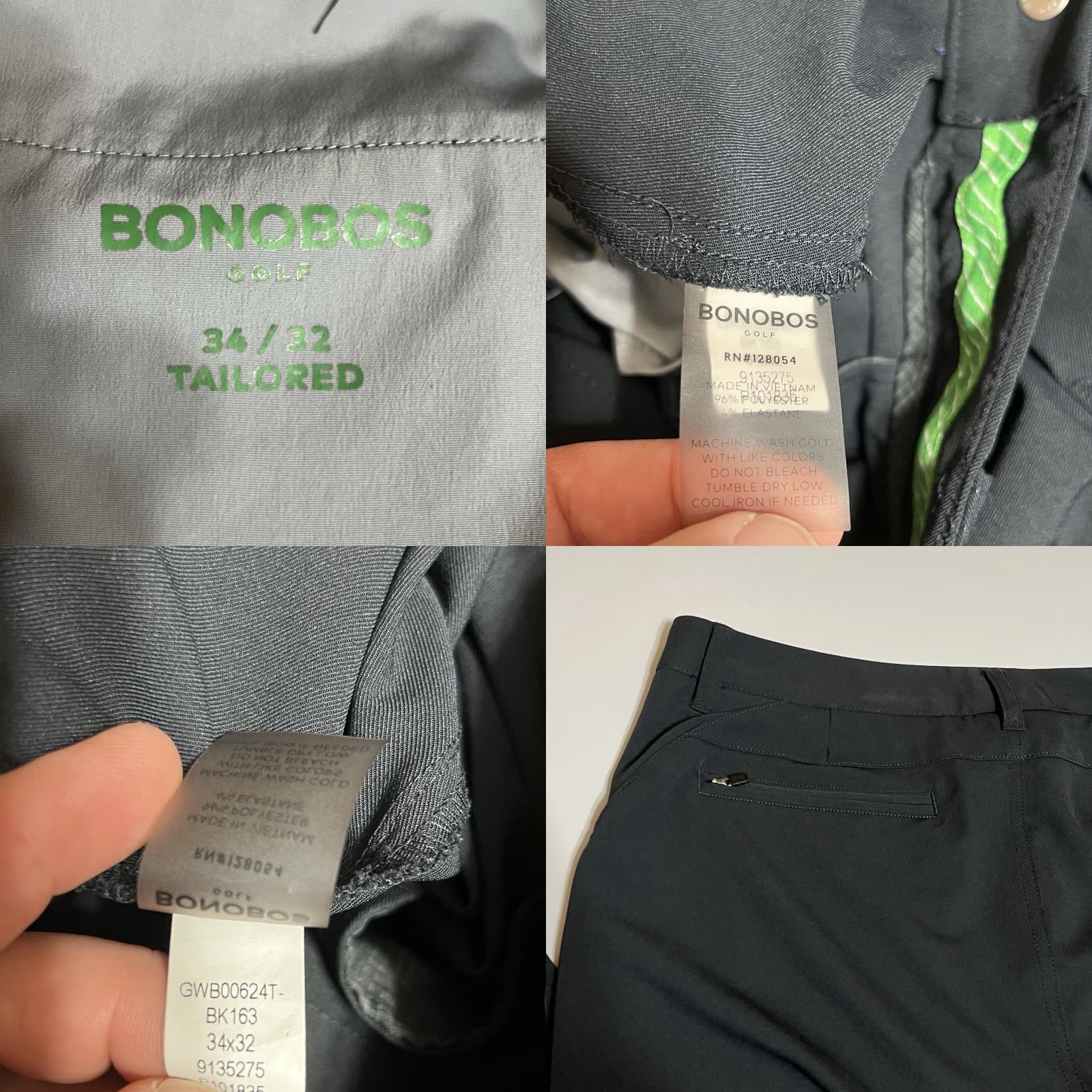 Bonobos Bonobos Golf Pants Mens 34x32 34x30 Black Tailored Fit Stretch Performance Golf Pants Athleisure Pockets Zip Pocket Mens Size US 34 / EU 50 - 8 Thumbnail