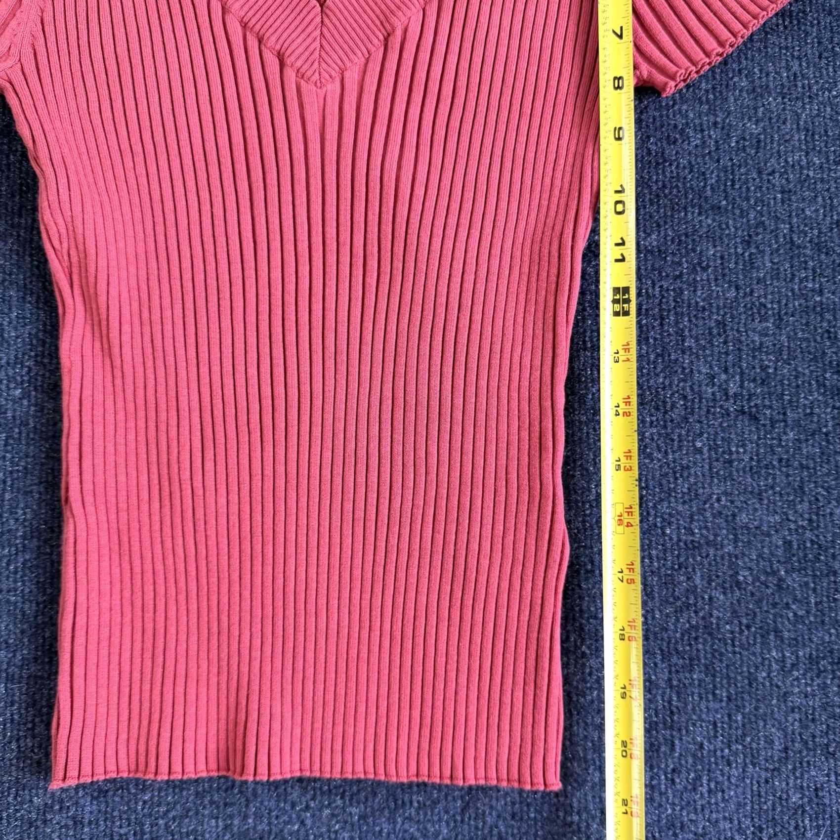 Vintage August Silk Sweater Womens Large Pink V Neck Lace Trim Short Sleeve Ribbed Knit Pullover Casual Adults Mens? Size L / US 10 / IT 46 - 6 Thumbnail