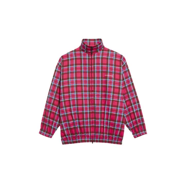 Balenciaga Balenciaga Red Check Zip Collar Jacket 0079 Size S / US 4 / IT 40 - 1 Thumbnail