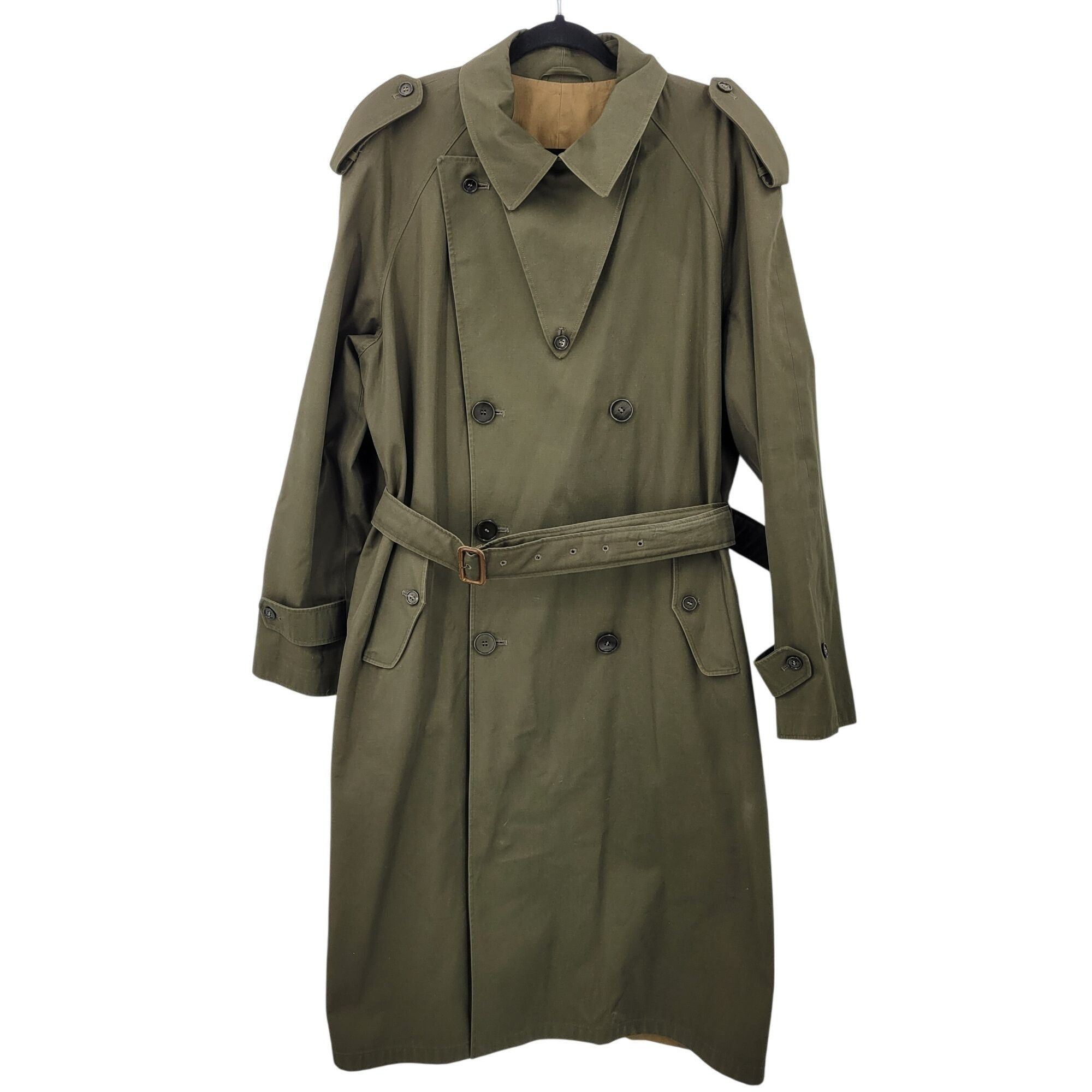 Vintage Vintage Army Green Military Trench Coat XL Belt Shoulder Tab Size US XL / EU 56 / 4 - 1 Thumbnail