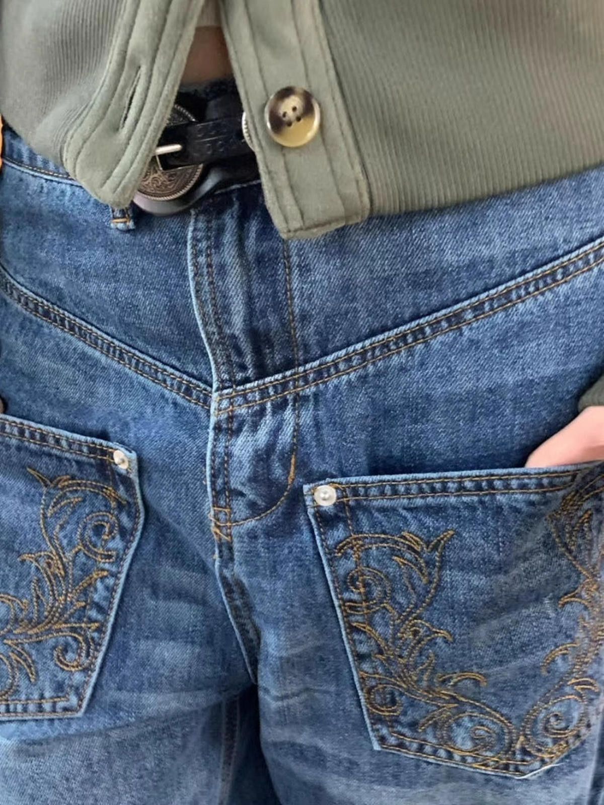 Vintage Blue Wide Leg Denim Jeans, Baggy Casual Jeans Size US 30 / EU 46 - 6 Thumbnail