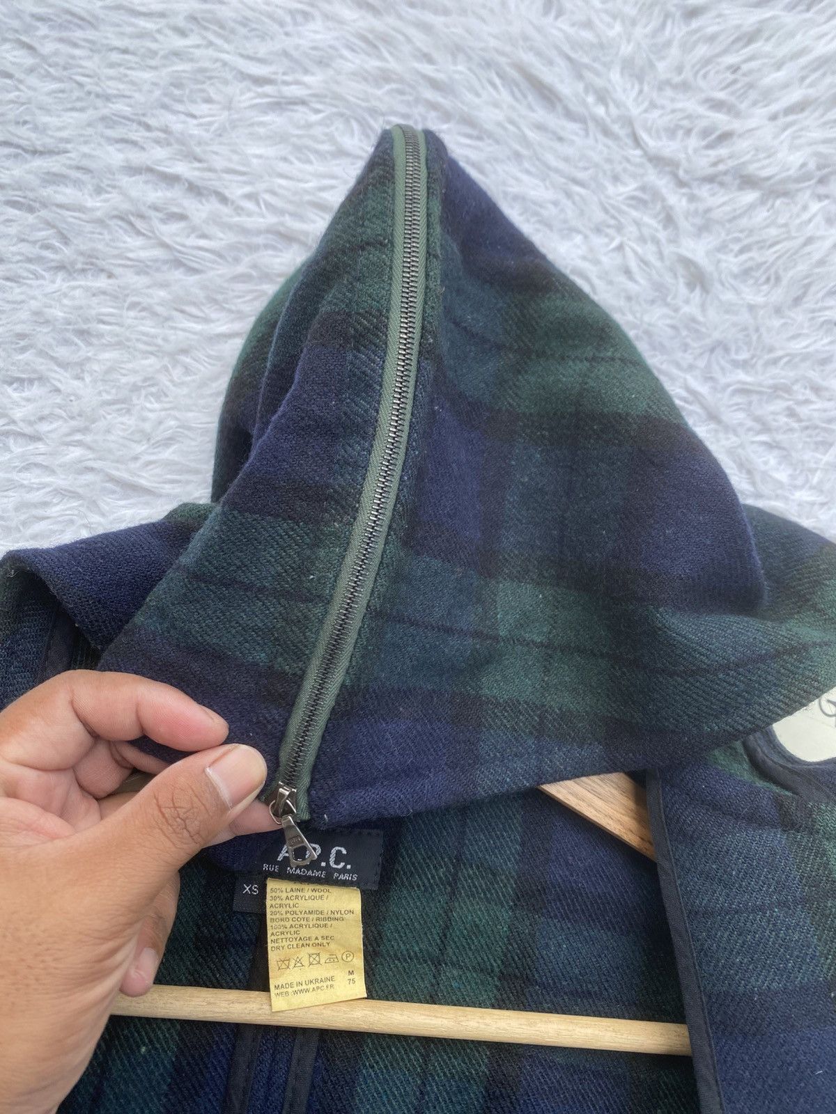 A.P.C. Rare Vintage A.P.C Checkered Wool Hooded Jacket Size US XS / EU 42 / 0 - 15 Thumbnail
