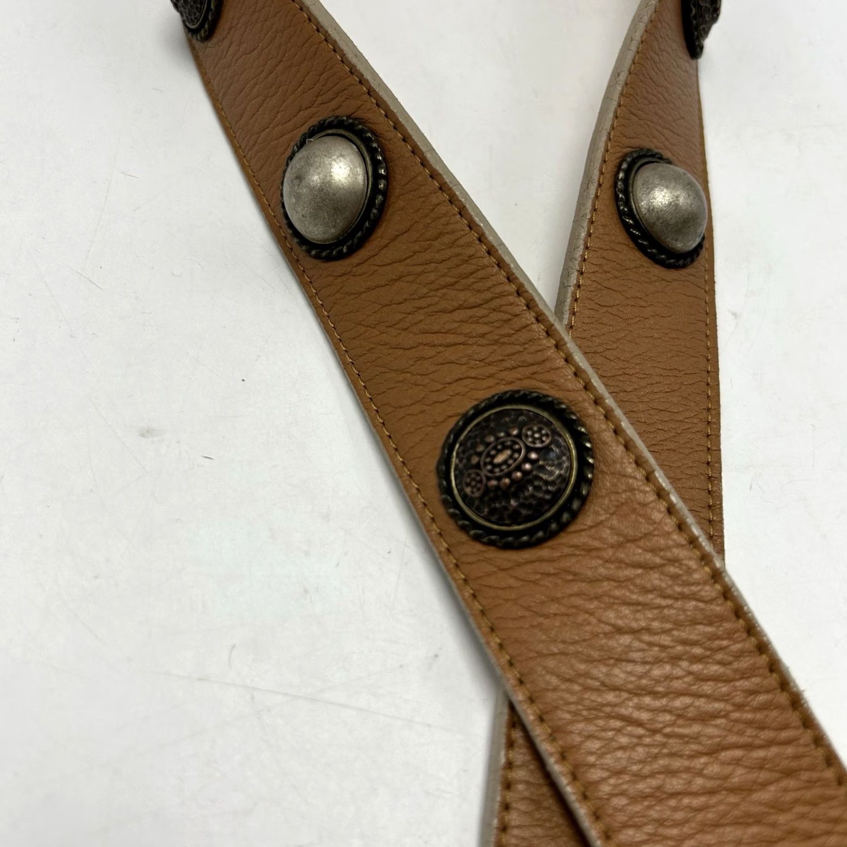 Vintage LEATHEROCK Belt Womens Small Studded Light Brown Leather 9497 Size ONE SIZE - 4 Thumbnail