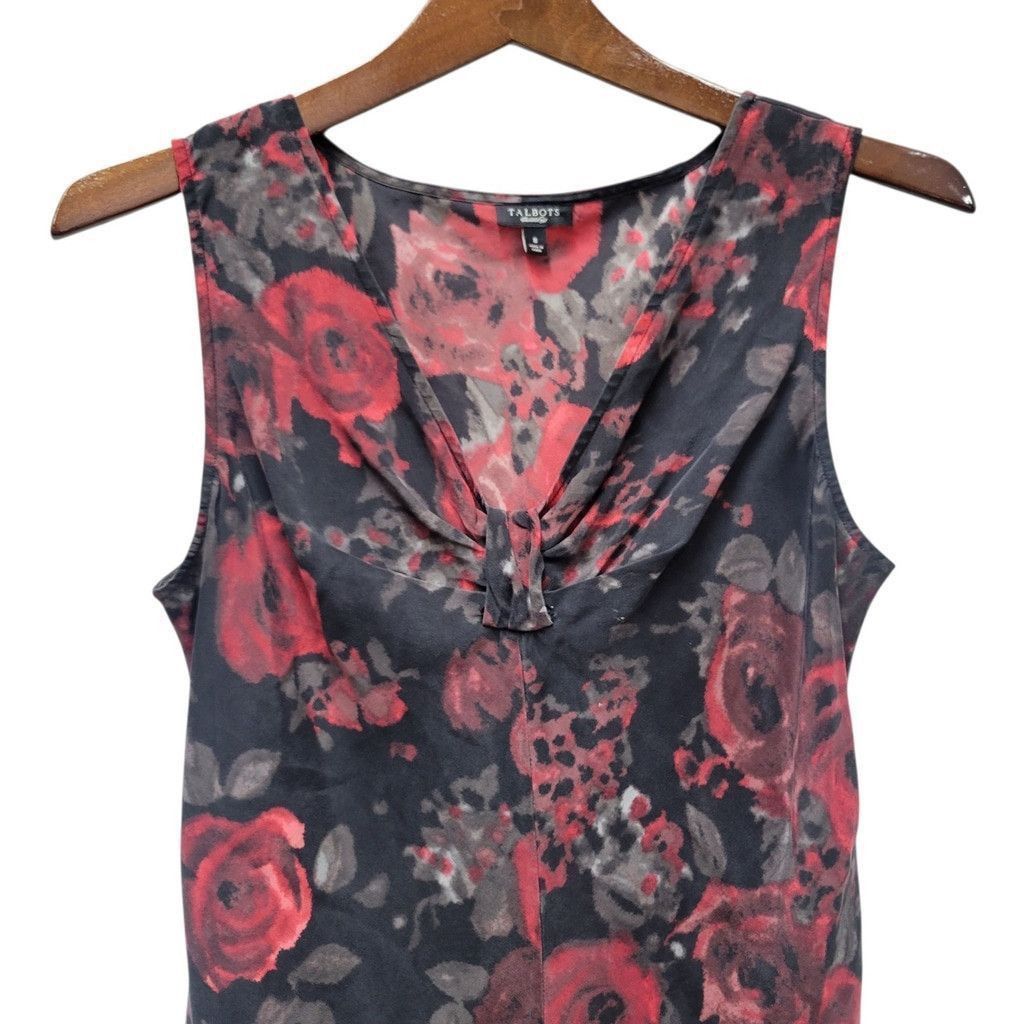 Talbots Talbots Women's V-neck Floral Sleeveless Silk Top Blouse 8 Size M / US 6-8 / IT 42-44 - 5 Thumbnail