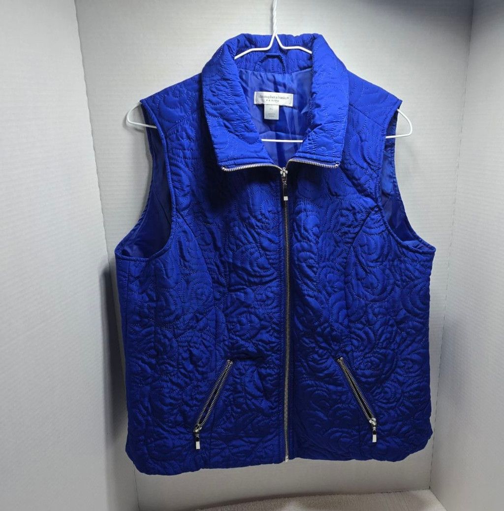 The Unbranded Brand Women's Christopher & Banks Blue Quilted Vest Petite P/L Size S / US 4 / IT 40 - 1 Thumbnail
