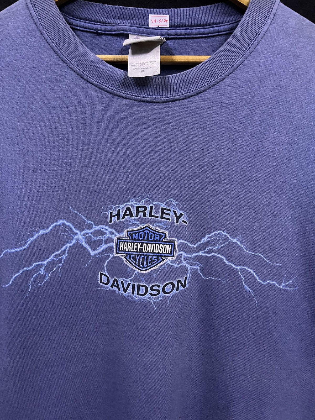 Harley Davidson RARE ! VINTAGE Y2K HARLEY DAVIDSON BLUE LIGHTNING TSHIRT Size US XL / EU 56 / 4 - 3 Thumbnail