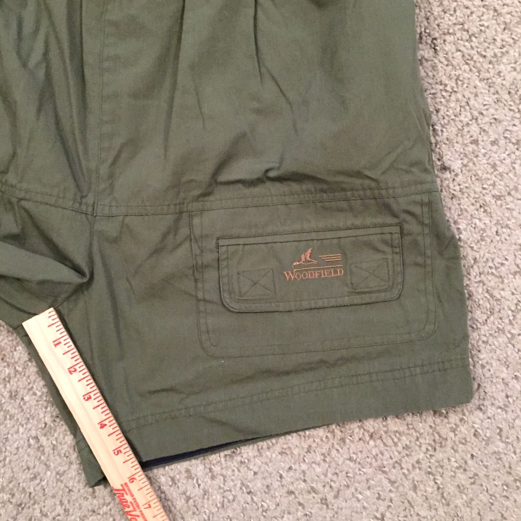 Vintage Cargo Woodfield Green Trunks Mens Large Lined Nylon Cotton Blend Belted Swim Bottom Size US 33 - 4 Thumbnail