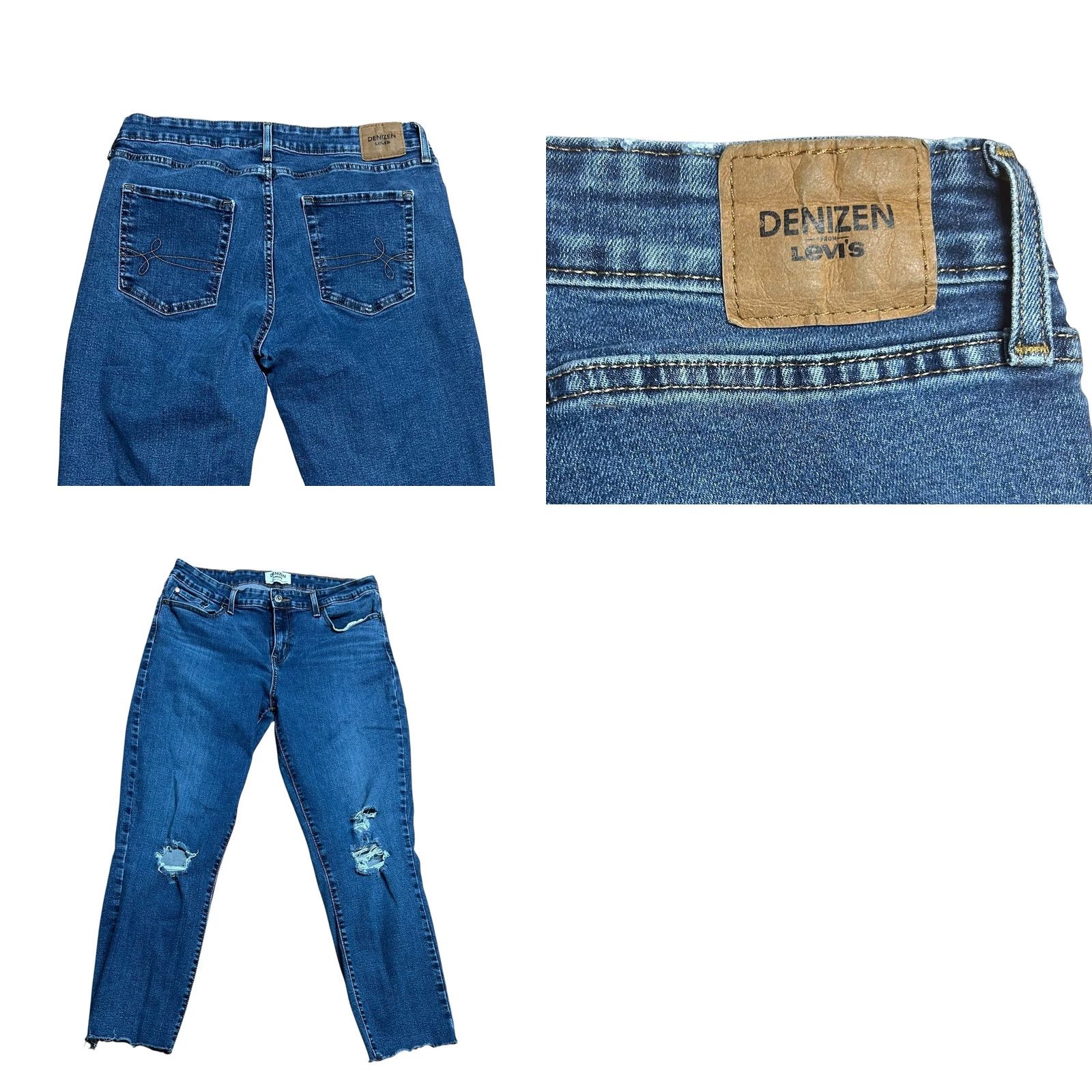 Denizen VINTAGE Denizen Levis Jeans Womens 14 Blue Modern Slim Frayed Crop Stretch Denim Pants Size 36" / US 14 / IT 50 - 10 Thumbnail