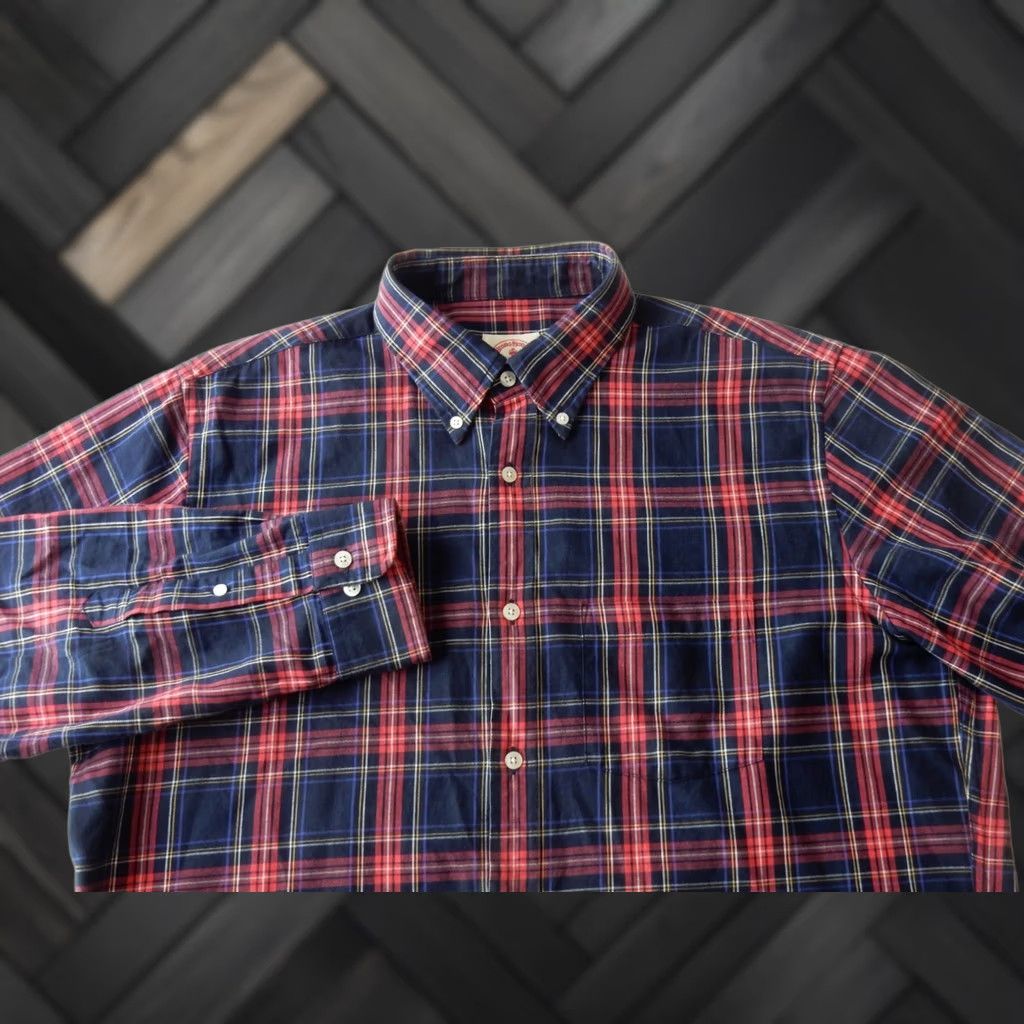 Brooks Brothers Brooks Brothers Shirt Plaid Button-Front Long Sleeve XL Men Blue Cotton Button-Up, Mens XL Plaid Shirt Size US XL / EU 56 / 4 - 1 Thumbnail